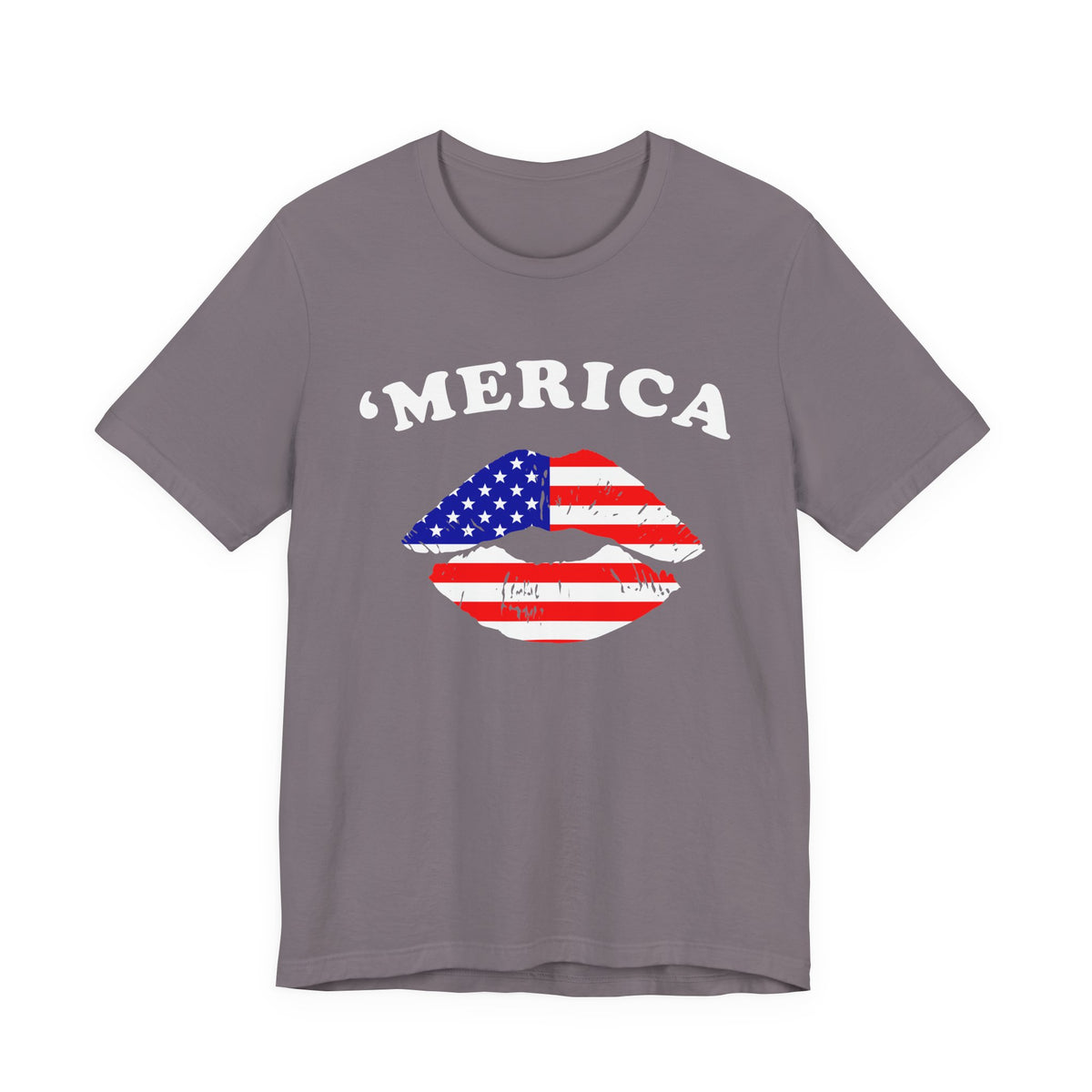 Merica Flag Lips Tee American Flag Lip Graphic Unisex Cotton T-Shirt a9