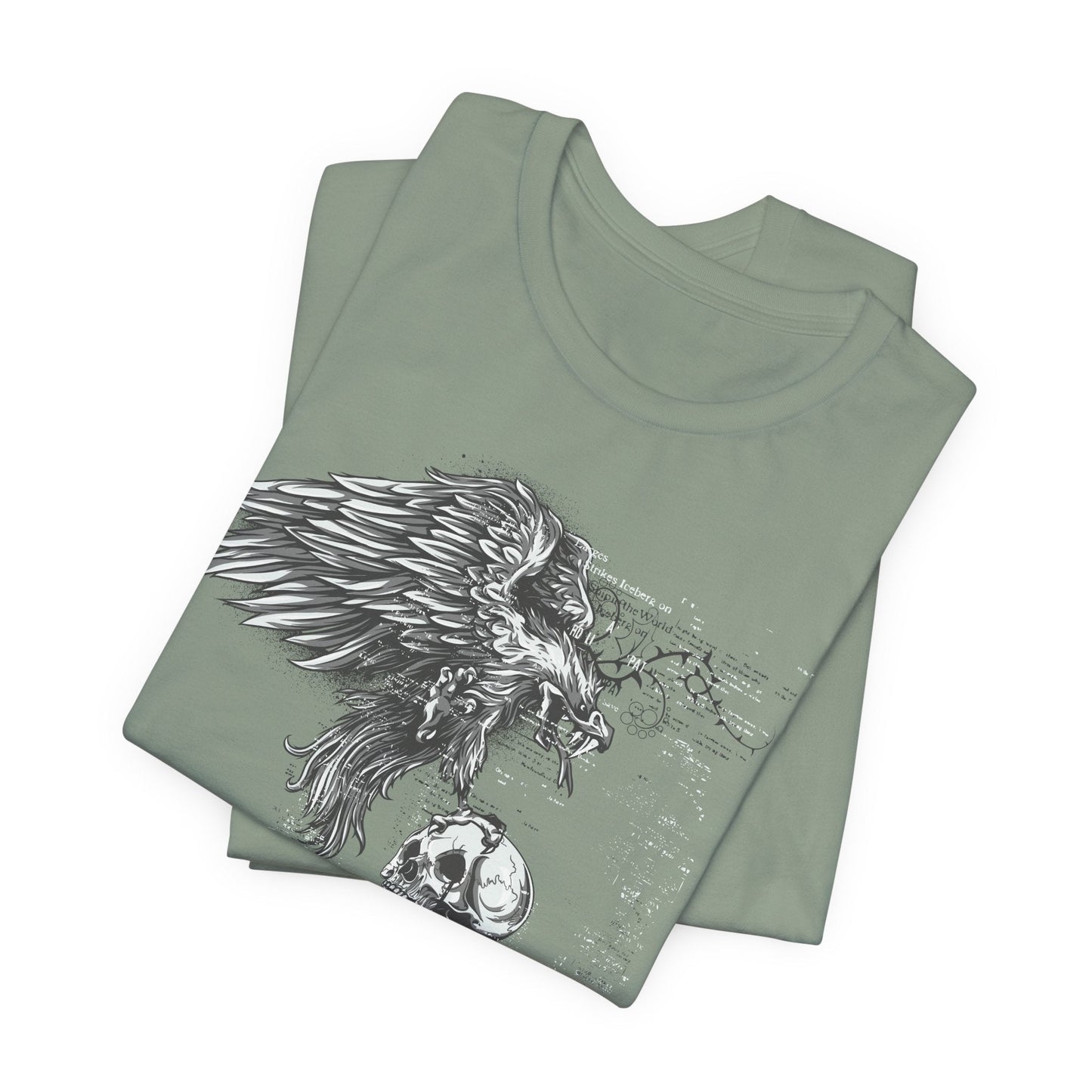 Raven and Skull Illustration Graphic Unisex Cotton T-Shirt r19