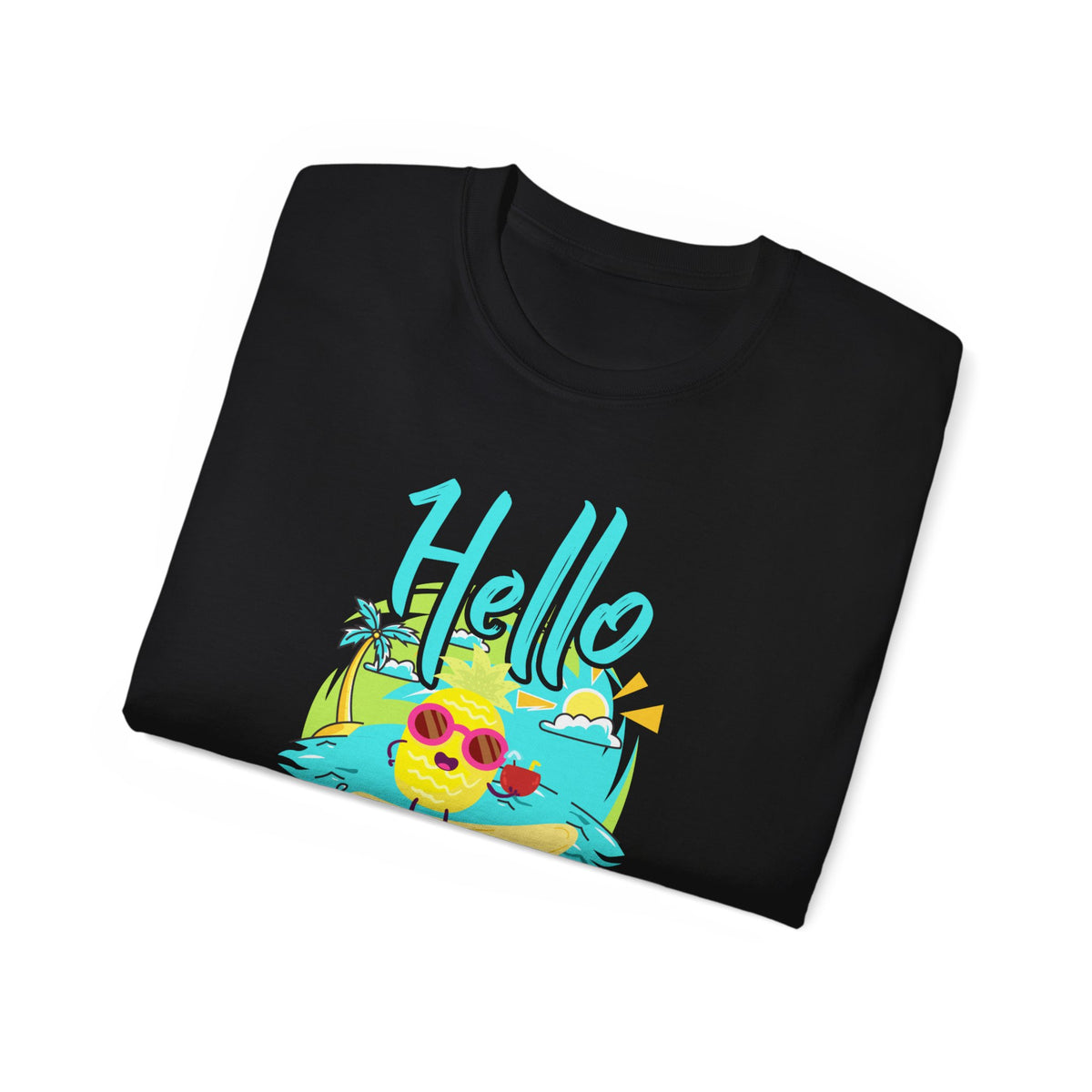 Hello Summer chick graphic Tee | Summer beach sun illustration