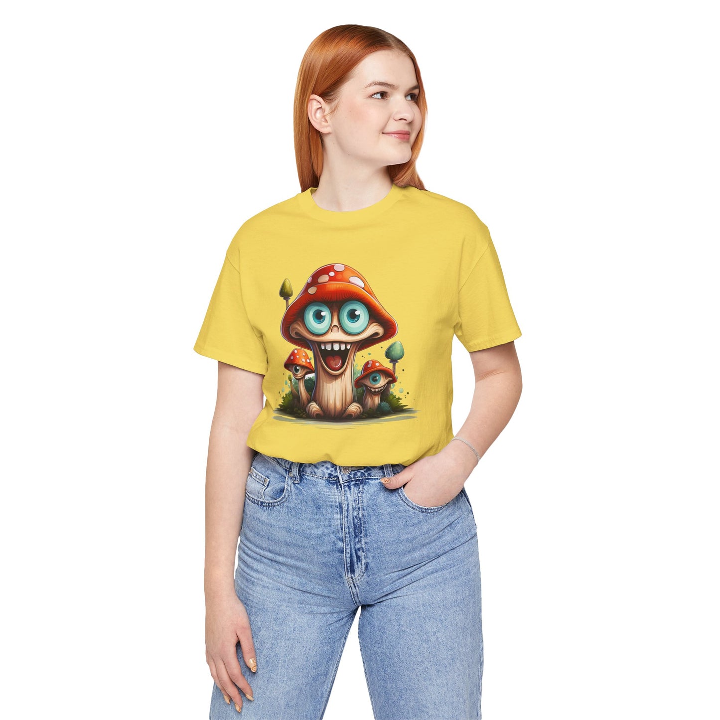 Cute Mushroom Graphic Tee, Fun Cartoon Shirt, Funny Mushroom Shirt, Cute Cartoon Tees, Graphic T-Shirt, Art Design T-Shirt