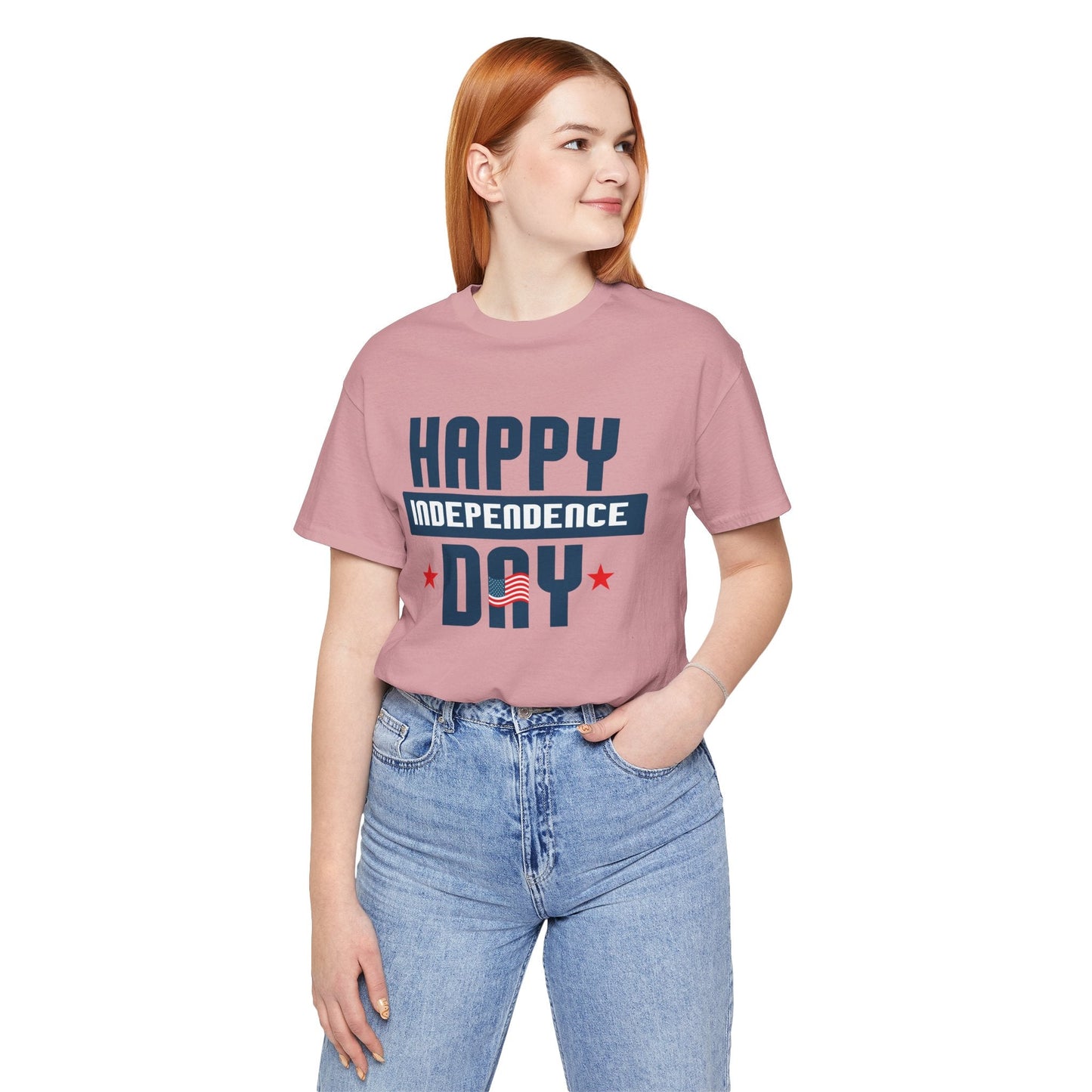 Happy Independence Day Graphic Unisex Cotton T-Shirt 017