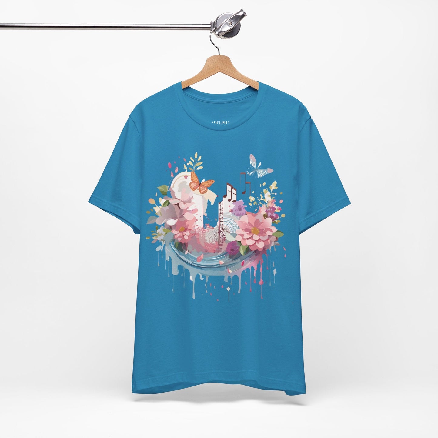 Music Graphic Unisex 100 Cotton Vintage Art with Musical Elements Tee 121