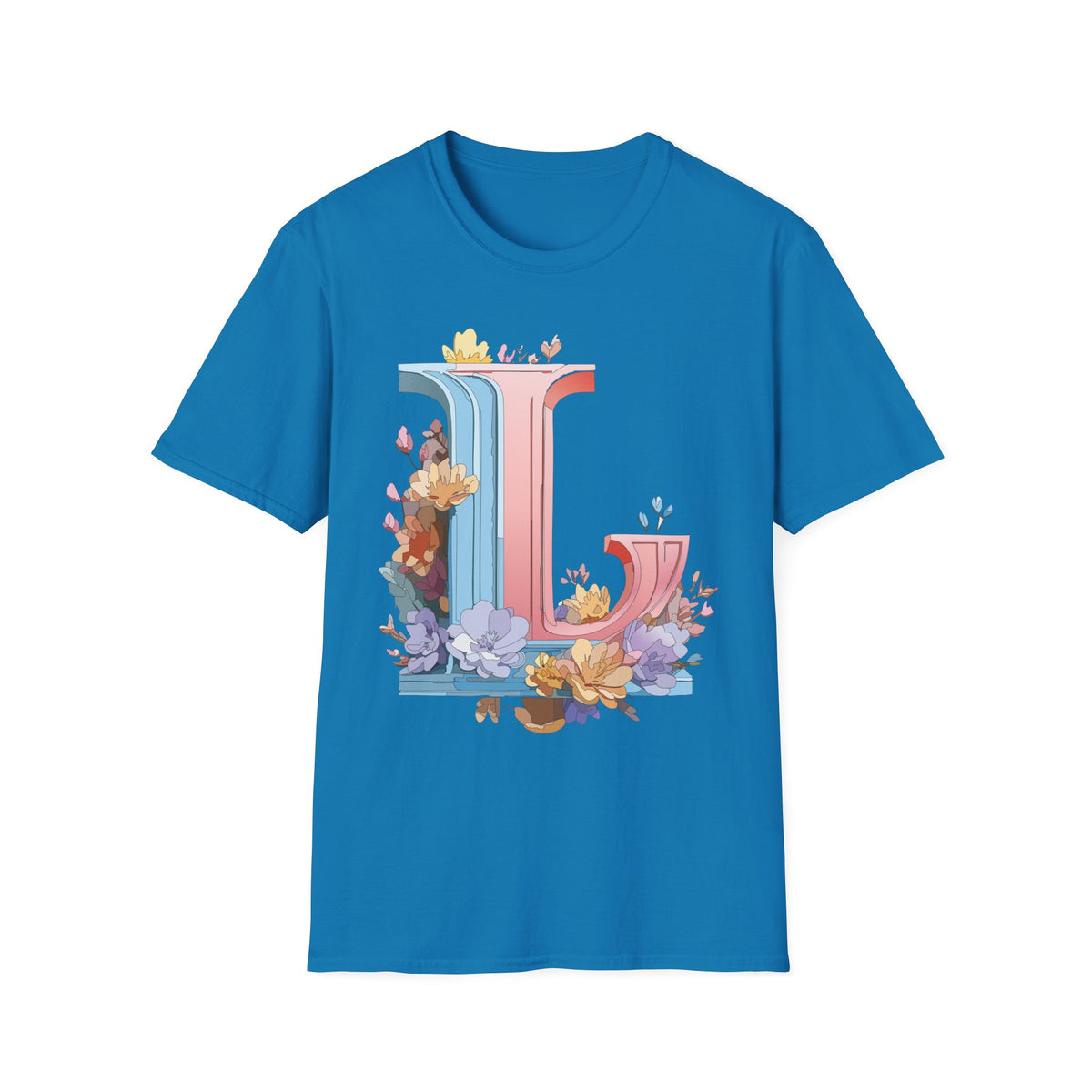 Floral Letter L T-Shirt | Pastel Monogram Tee