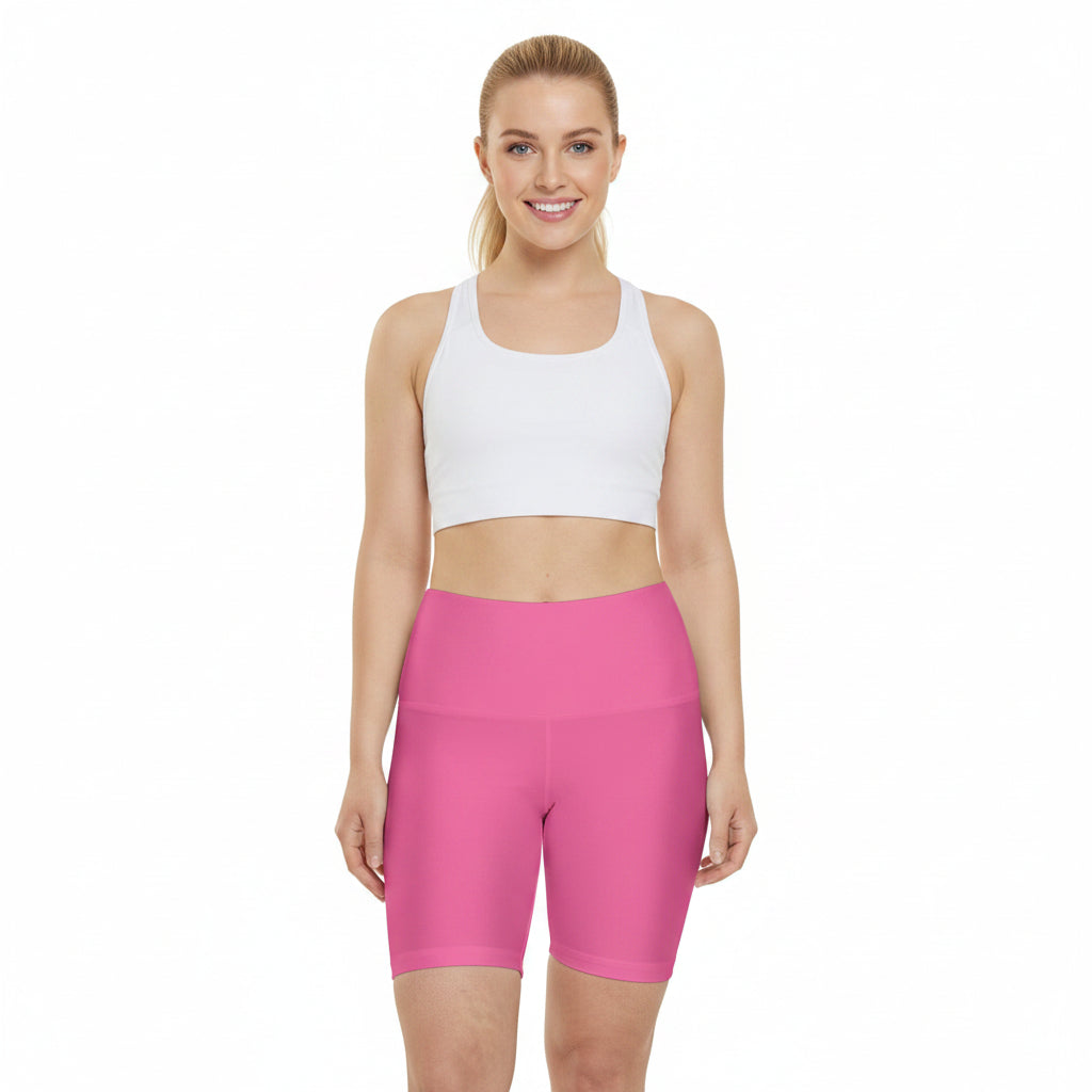 Rose Kiss Women's Workout Shorts — Solid High-Waist Biker Shorts for Exercise & Everyday Wear