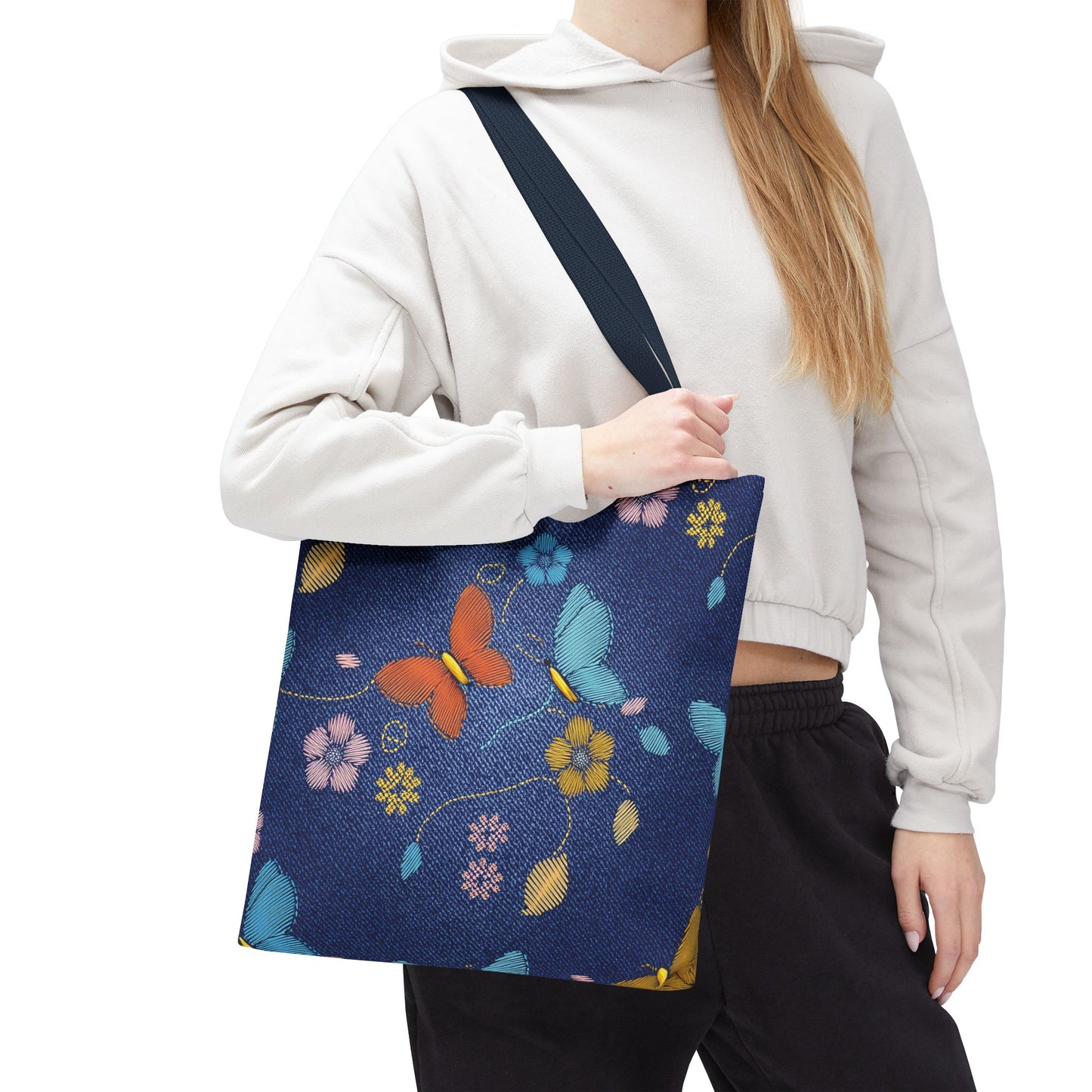 Denim Fabric Imitation Print Unisex Canvas Bag Poly Spun 3 Sizes Tote Bag 167