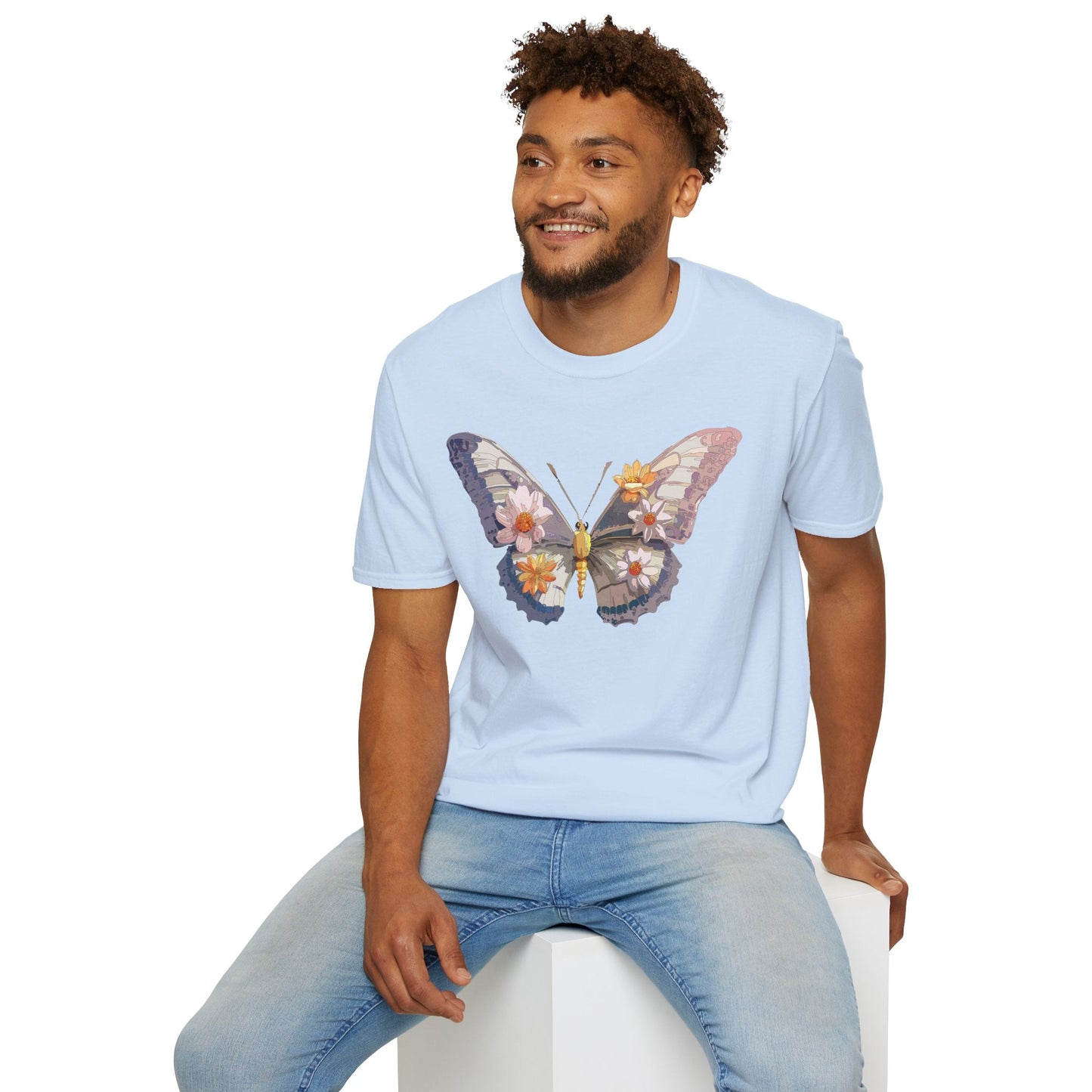 Butterfly Shirt Unisex Short Sleeve Tee Monarch Butterfly Design Gildan Softstyle 64000