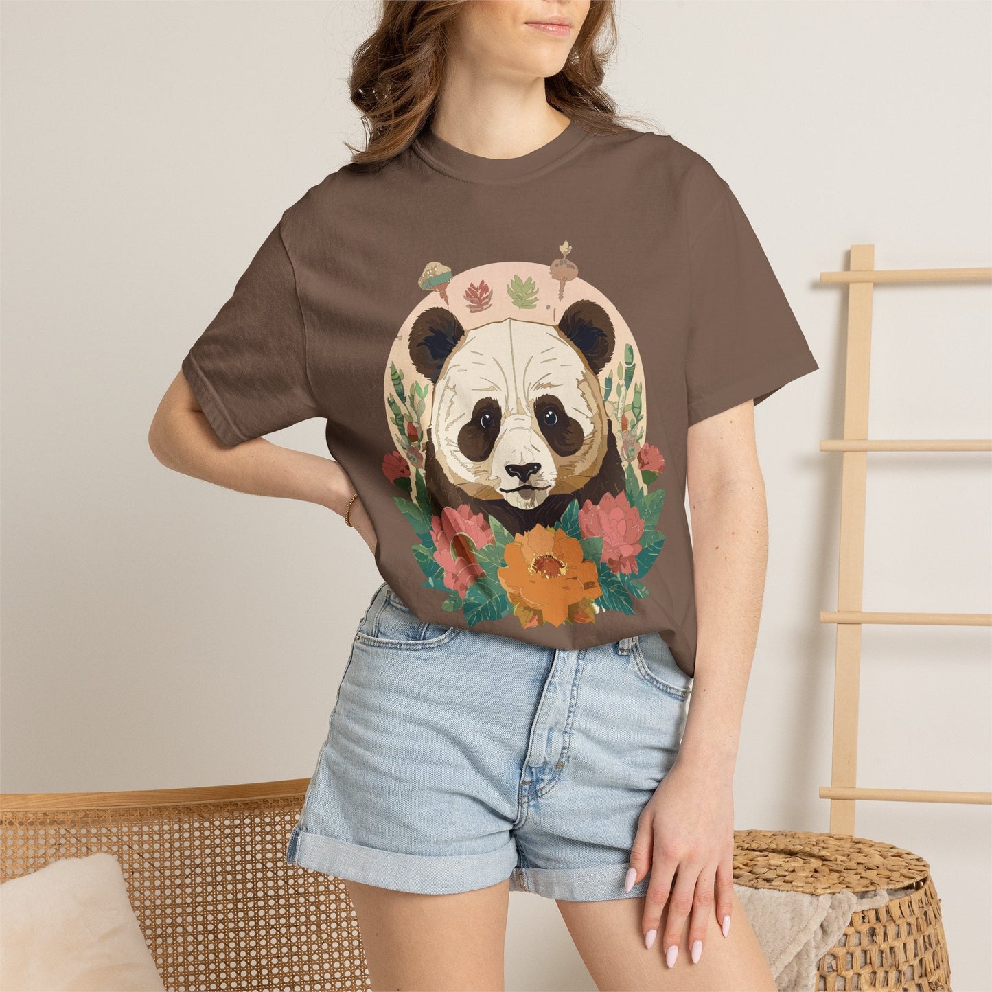 Panda Portrait Graphic T-Shirt Unisex Cotton Floral Animal Art Tee p2