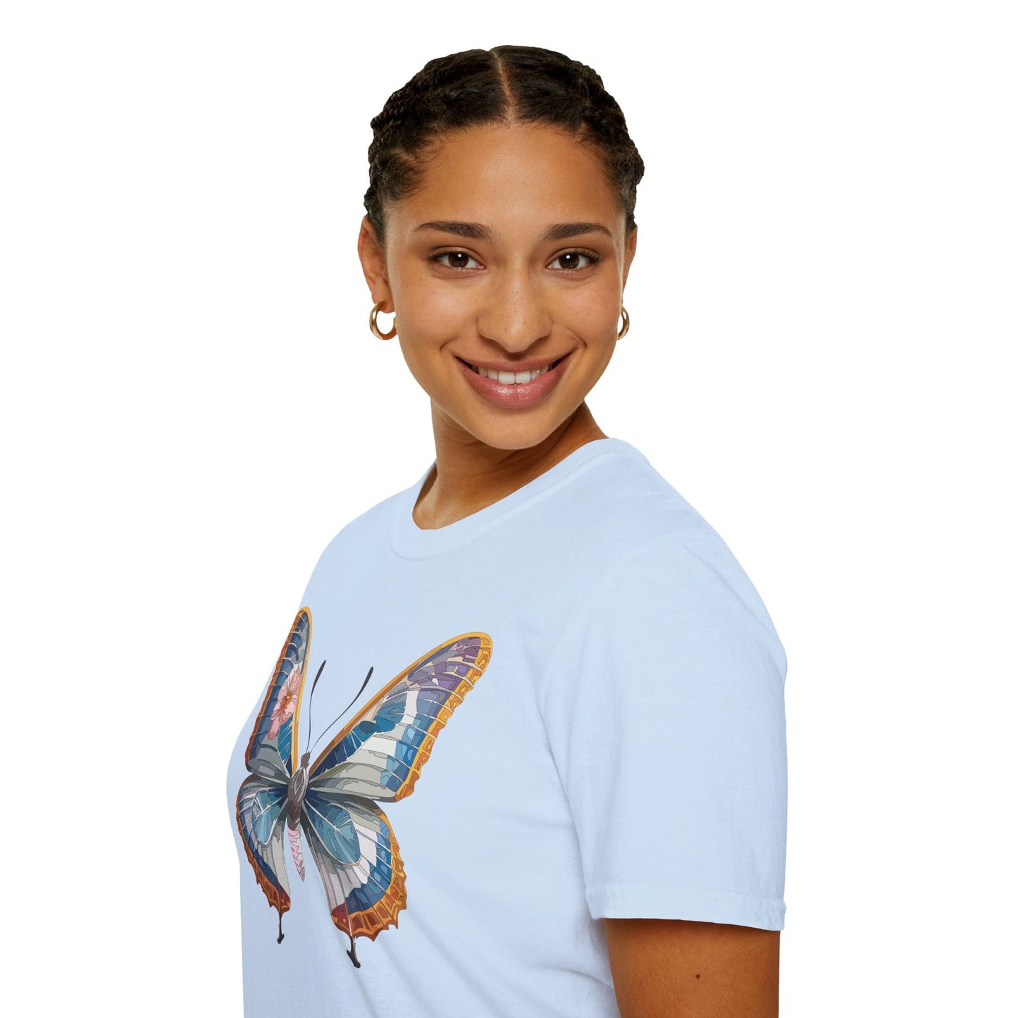 Unisex Butterfly Shirt Softstyle Tee 100 Percent Ring Spun Cotton Monarch Print Tee