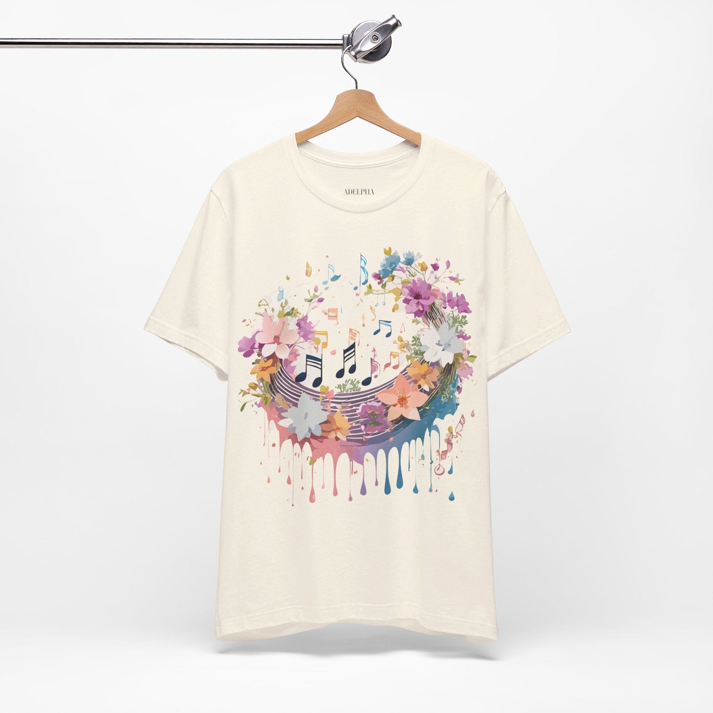 Music Graphic Unisex 100 Cotton Vintage Art with Musical Elements Tee 114