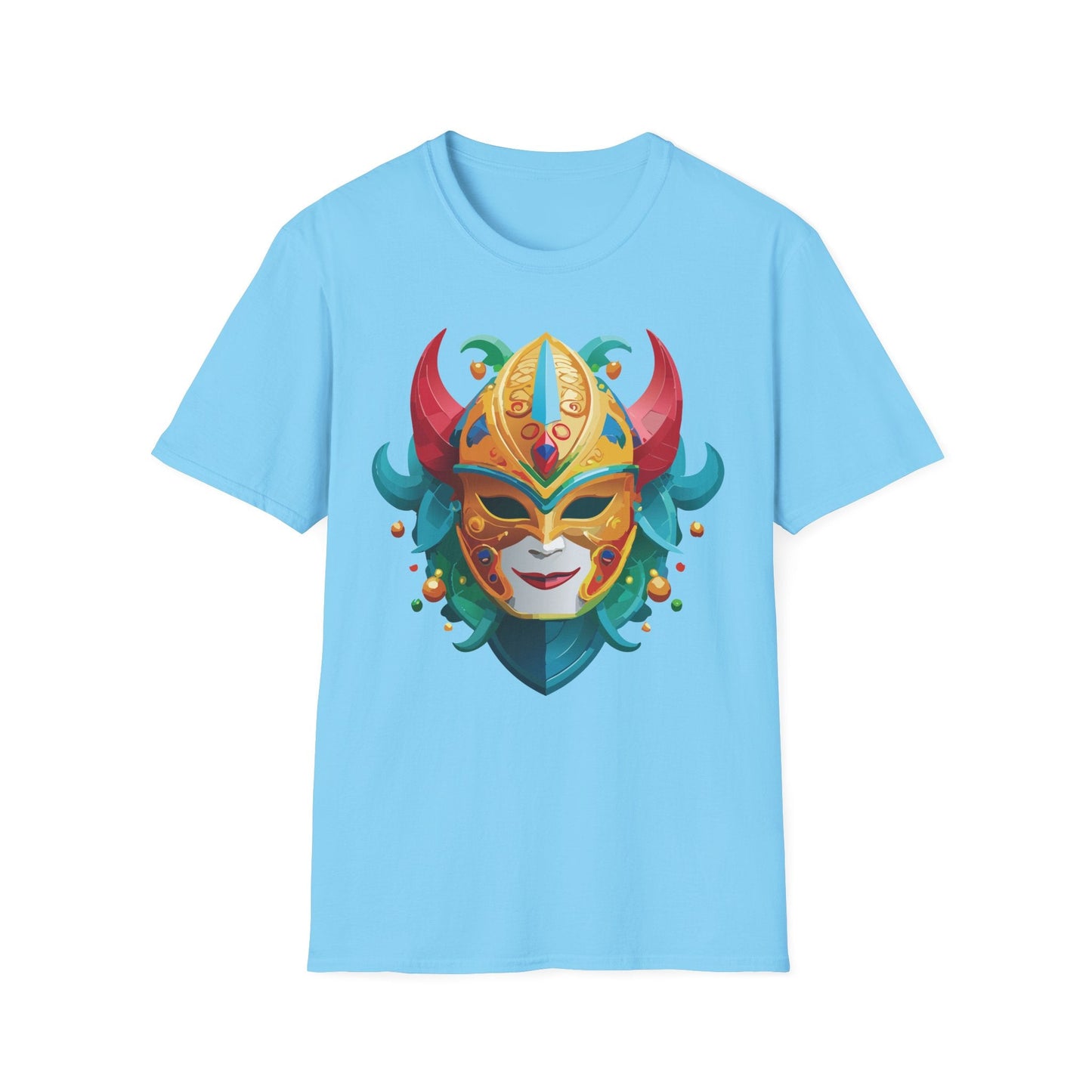 Unisex Mask Tee Shirt Softstyle Gildan 64000 Cotton Tee Masquerade Design Artwork