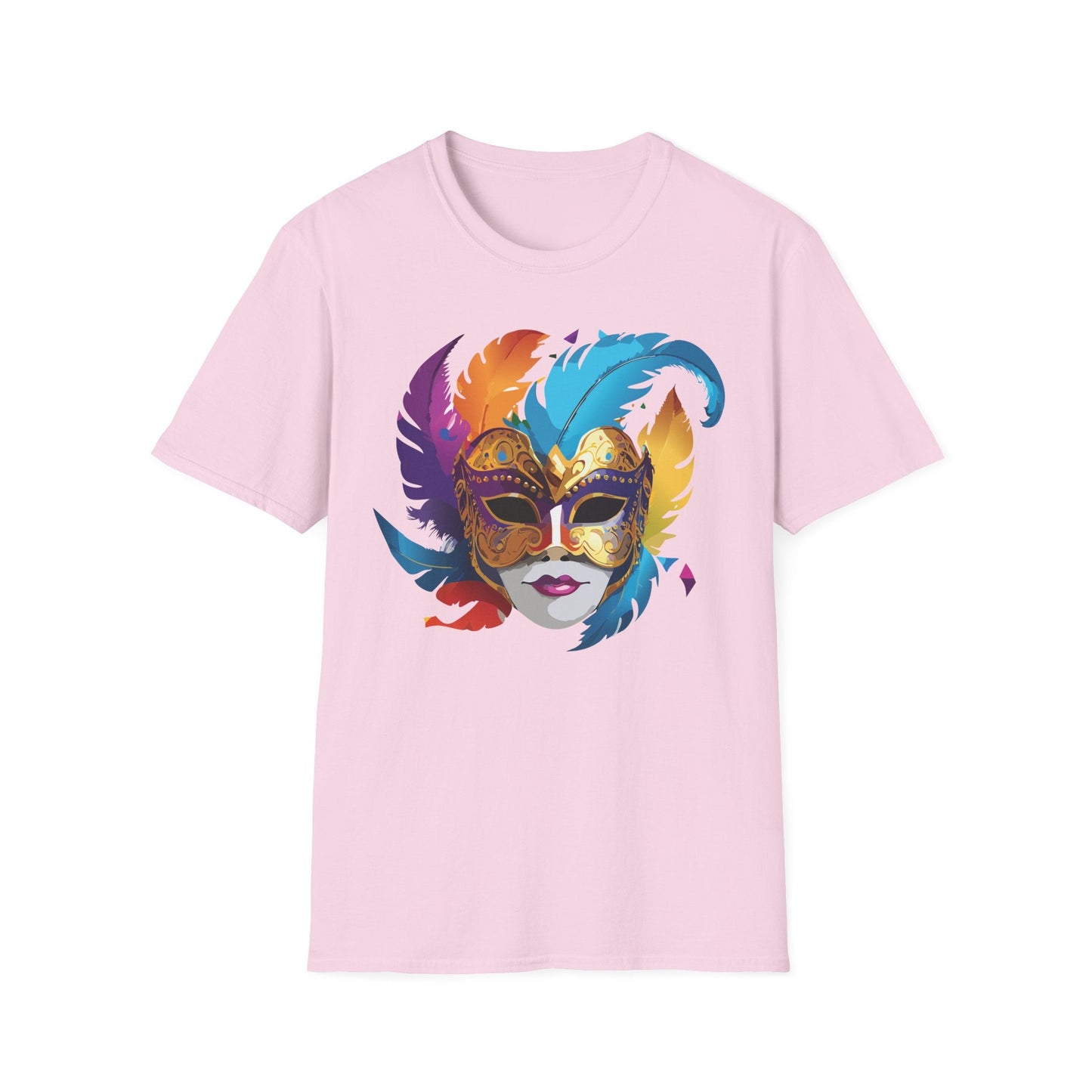 Mask Tee Shirt Unisex Short Sleeve Cotton Tee Art Design Masquerade Gildan Softstyle 64000