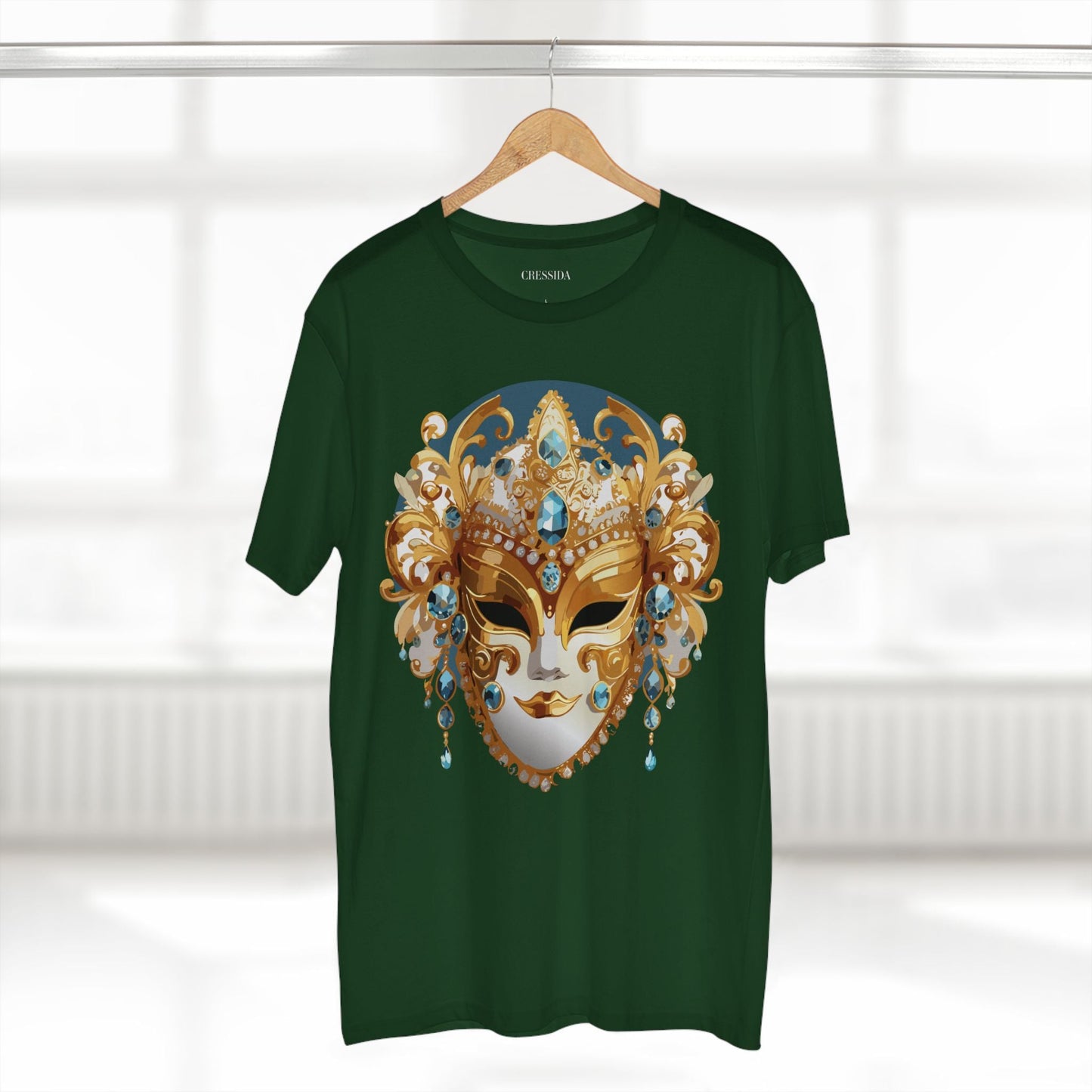 Carnival Mask Graphic T-Shirt Unisex 100 Cotton With Antique Gold Art Design Tee 12