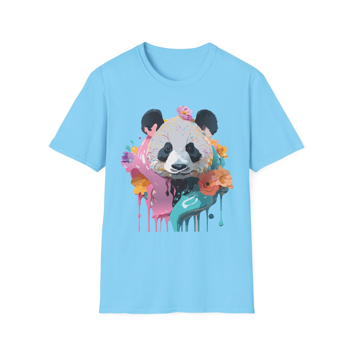 Colorful Floral Panda T-Shirt | Watercolor Drip Animal Art