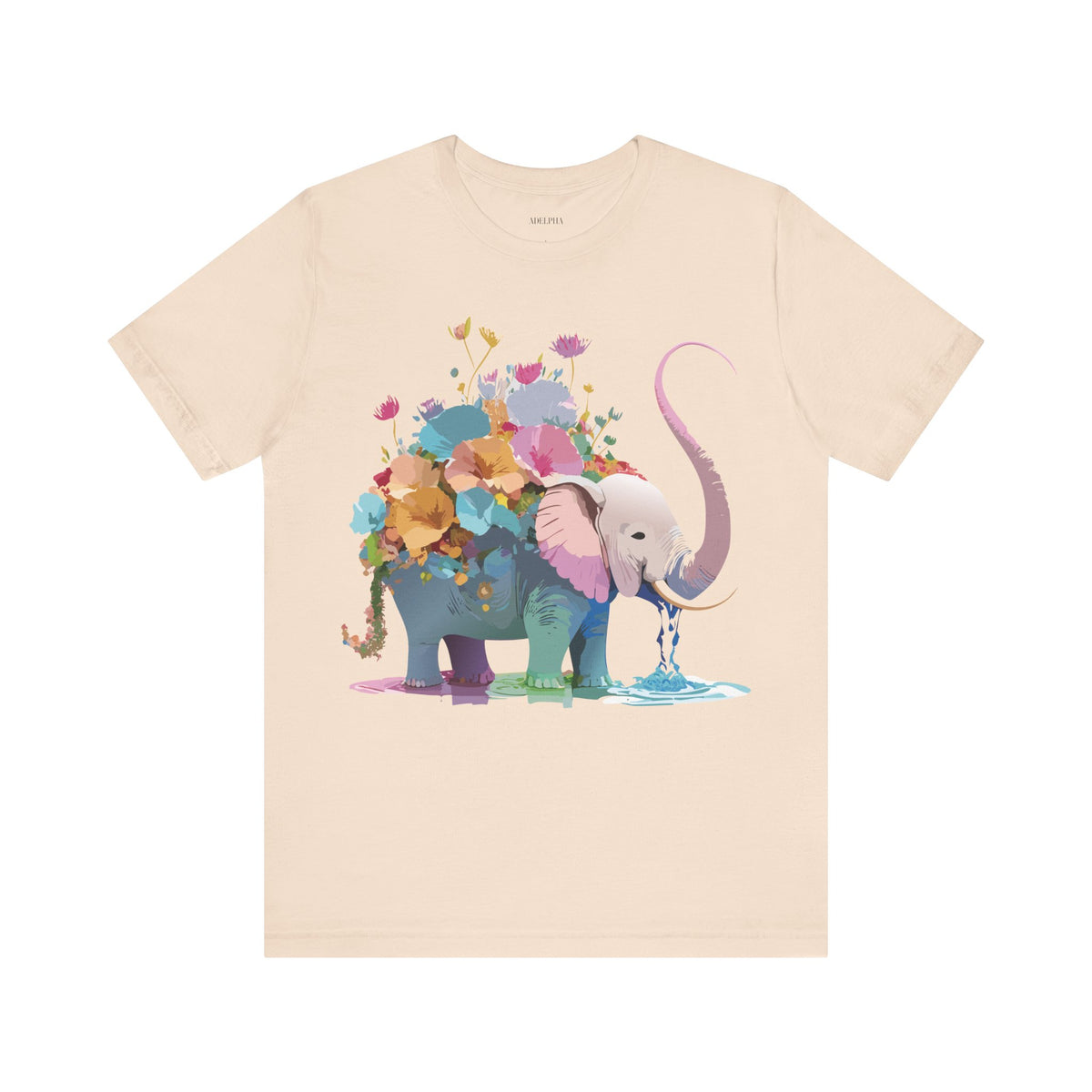 Elephant Graphic Unisex Cotton Bella+Canvas Tee with Art Animal Design e125