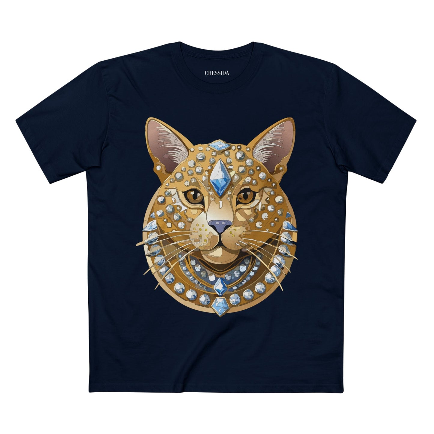 Cat Graphic Unisex 100 Cotton Tee With Unique Animal Golden Medallion Art Design 11