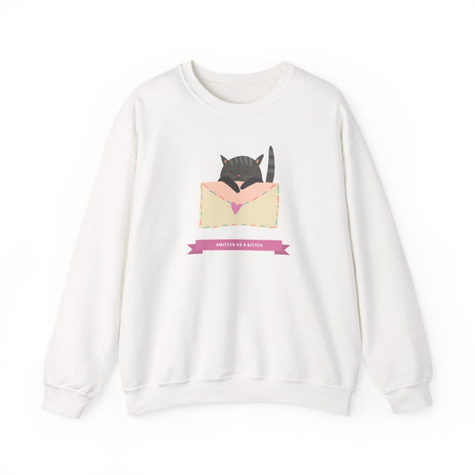 Cat Heart Sweatshirt Love For Cat Lovers Unisex Crewneck Fifty Fifty Cotton Poly Blend Gildan 18000