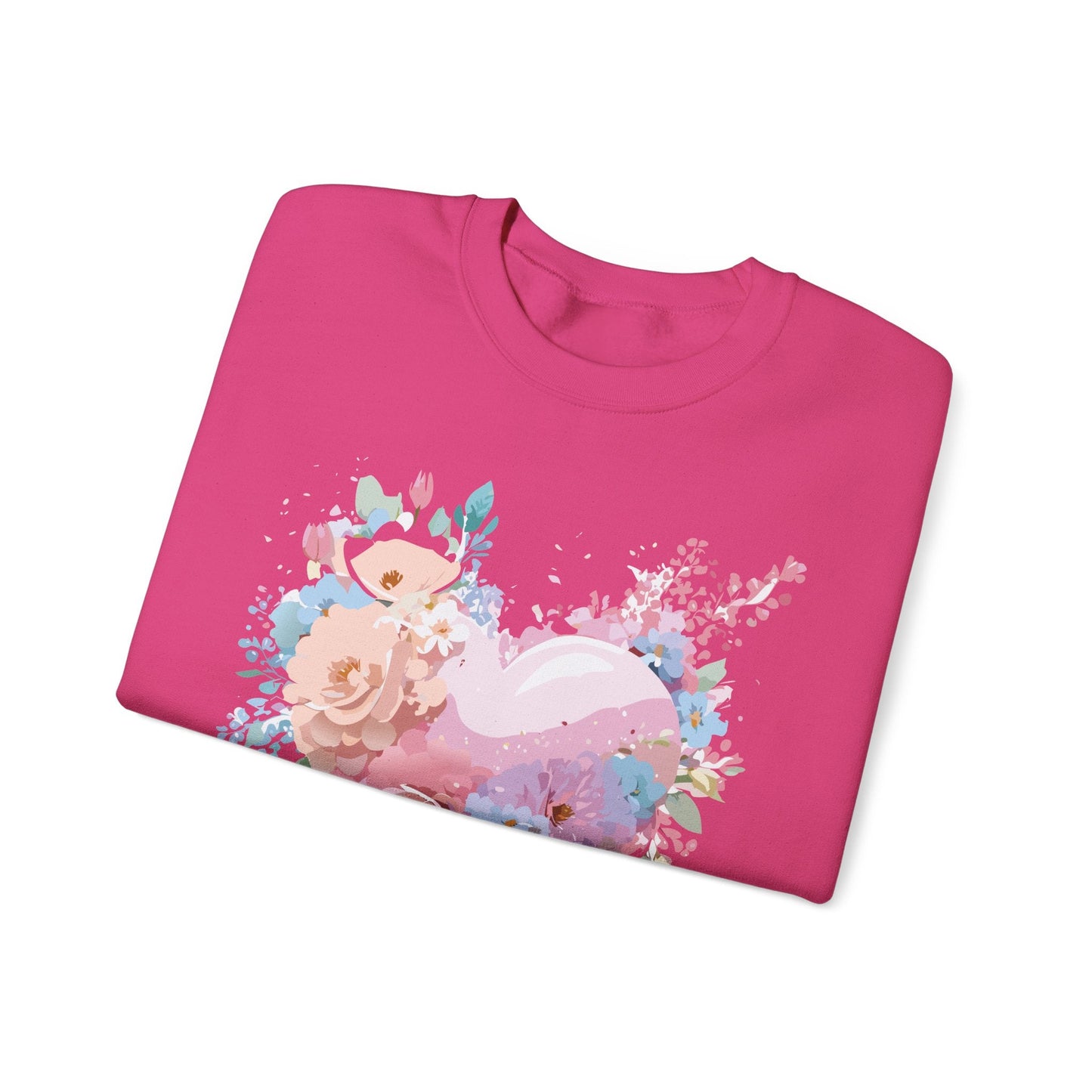 Floral Heart Sweatshirt Unisex Crewneck Valentines Day Floral Love Gildan 18000 Premium