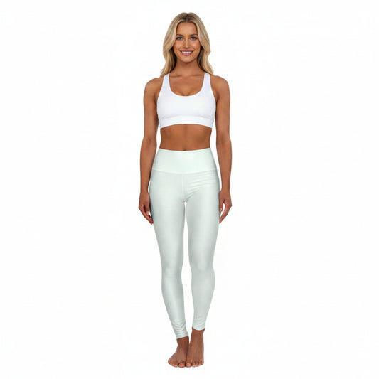 Mint Cream Color High-Waist Yoga Leggings Women's Seamless Poly-Span Stretchy Pants XS-2XL