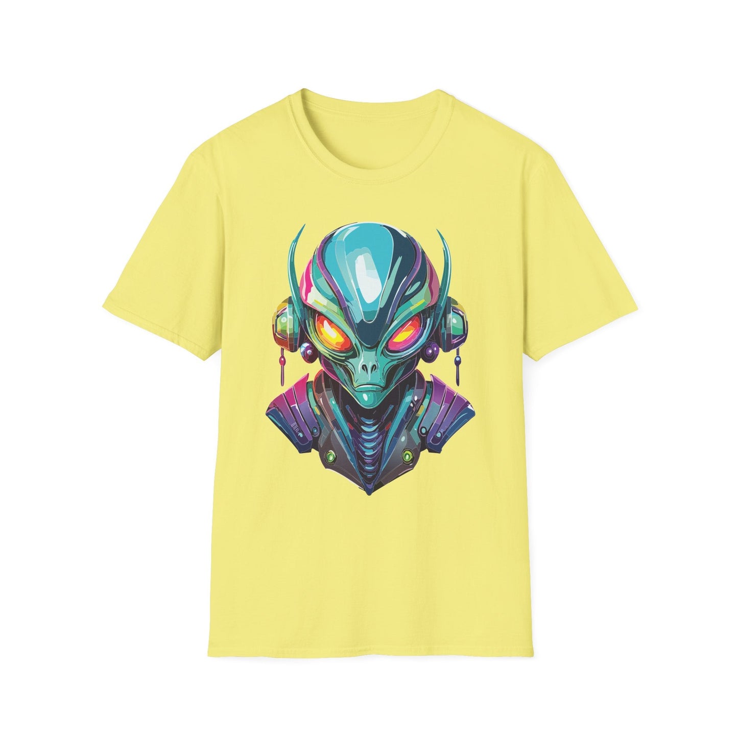 Alien Cosmos Unisex Cotton T Shirt With Alien Artwork Softstyle Ring Spun Cotton 64000