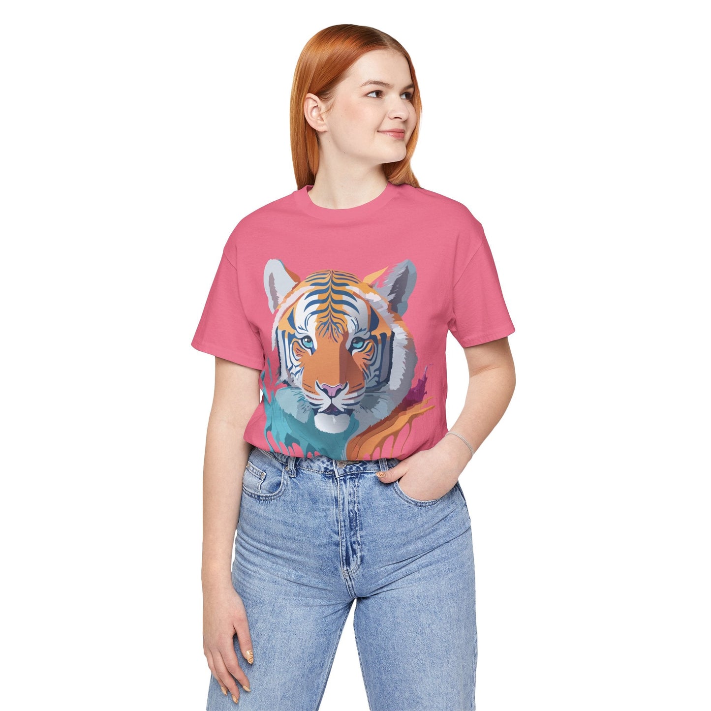 Tiger Graphic Tee Unisex Short Sleeve Shirt With Vintage Inspired Adelpha Artwork