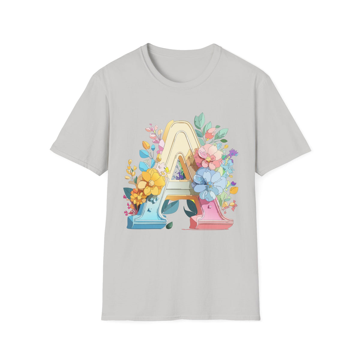 Floral Letter A Monogram T-Shirt | Botanical Initial Tee