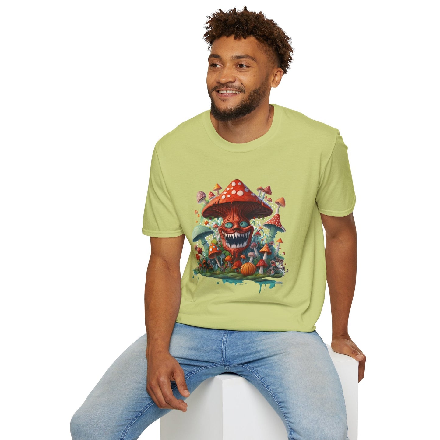 Unisex Mashroom Tee Shirt With Funny Mashroom Design Fungus Humor Softstyle Cotton