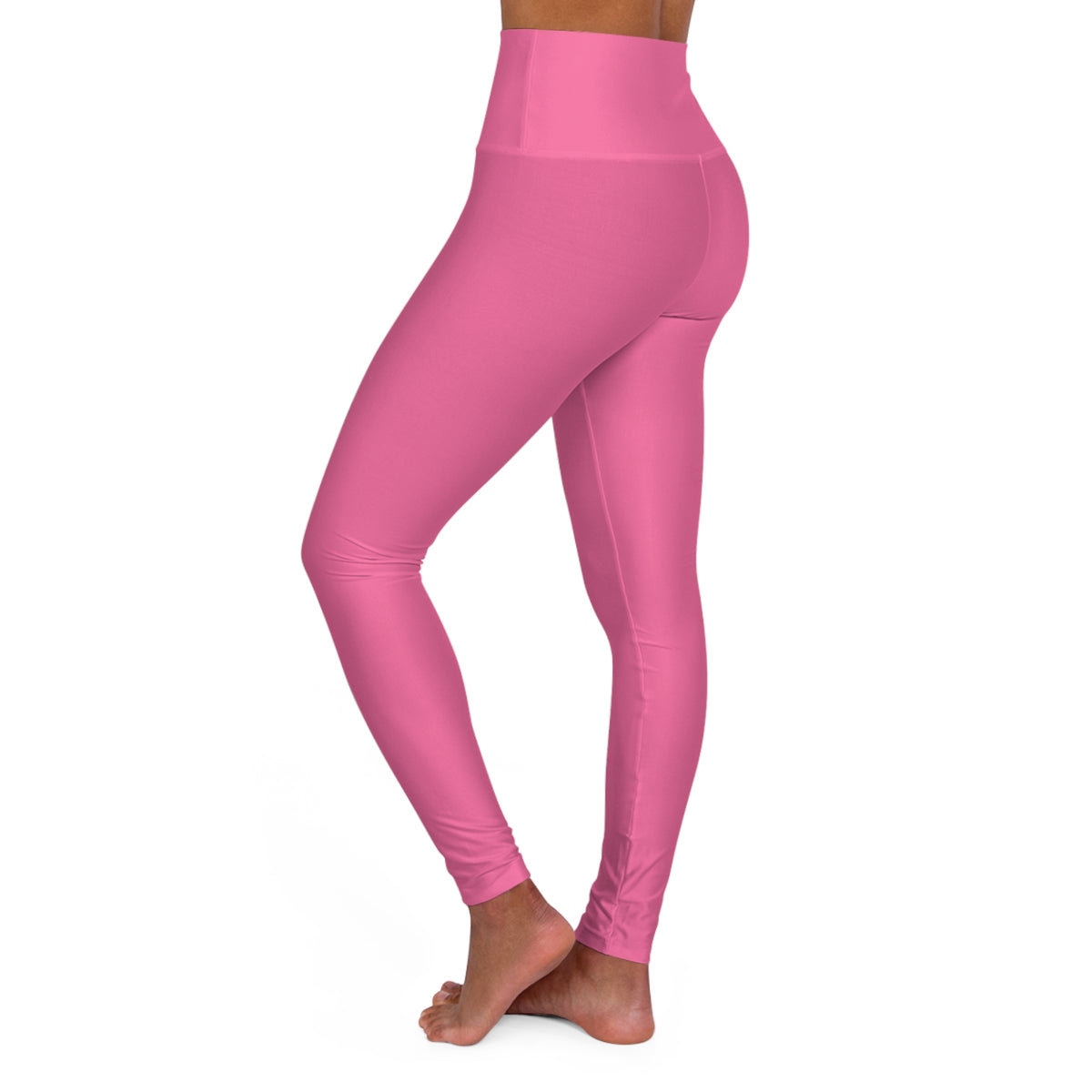 High-Waisted Rose Kiss Pink Yoga Leggings Women's Seamless Poly-Span Stretchy Pink Activewear Pants