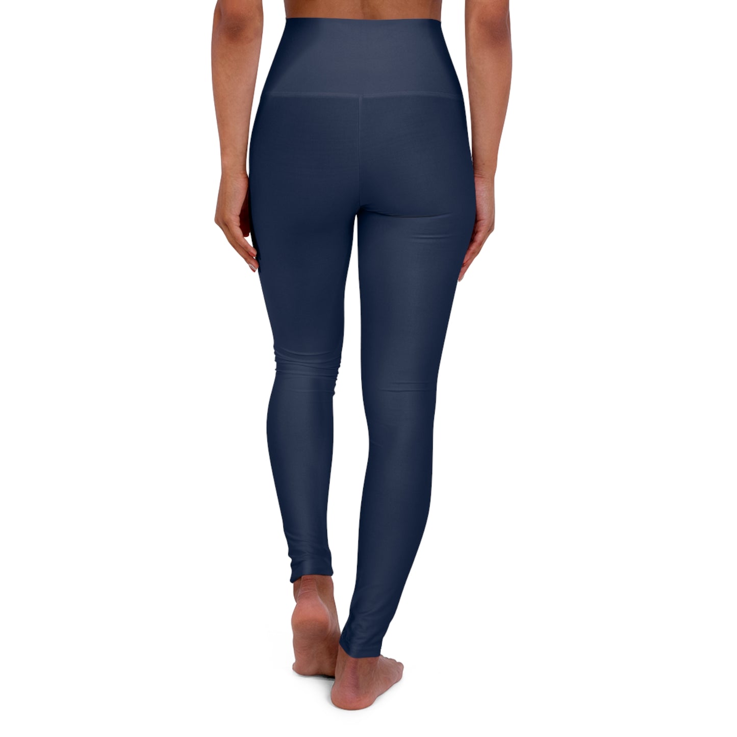 High-Waist Prussian Blue Yoga Leggings Women's Seamless Poly-Span Stretchy Solid Navy Activewear Pants