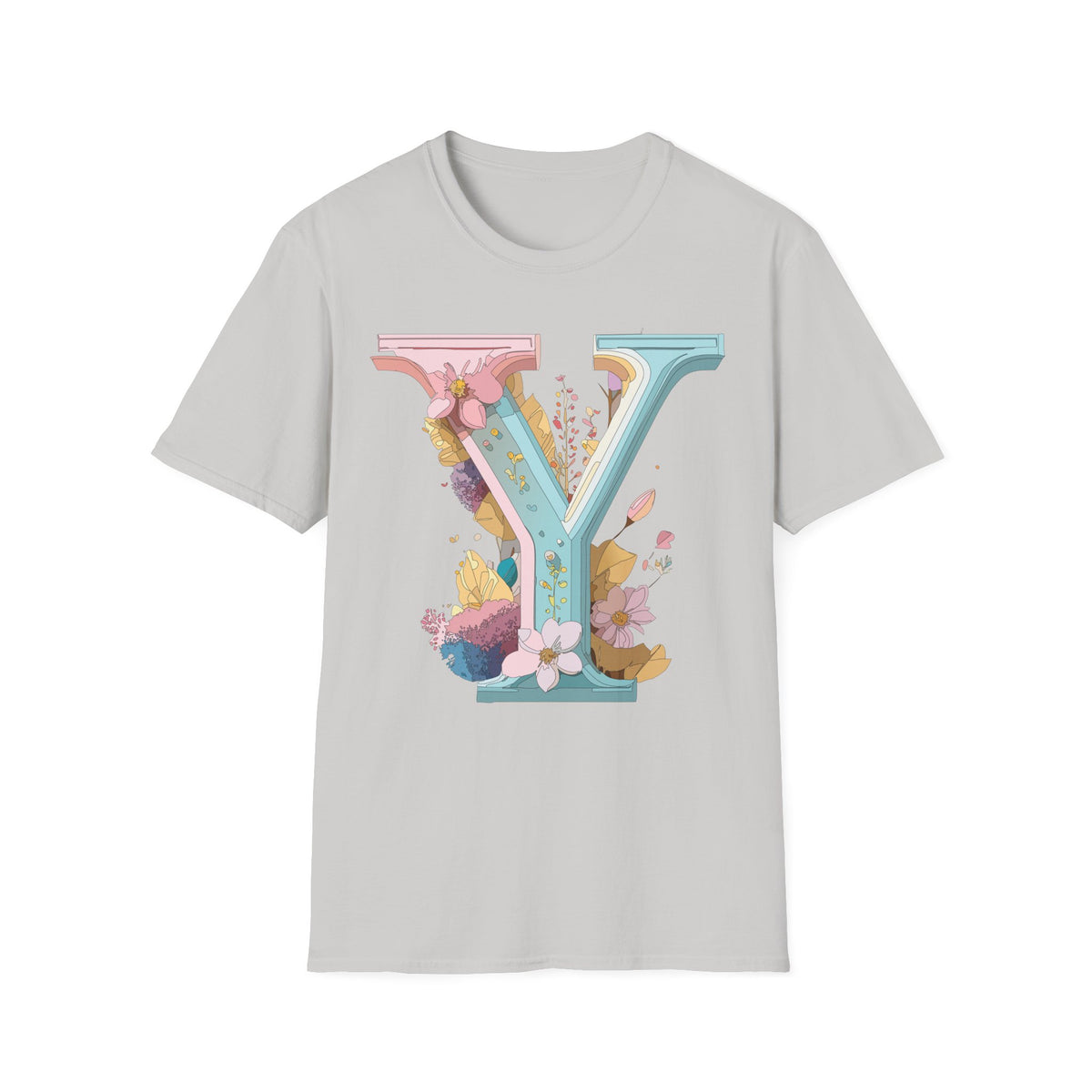 Floral Letter V T-Shirt | Pastel Monogram Tee