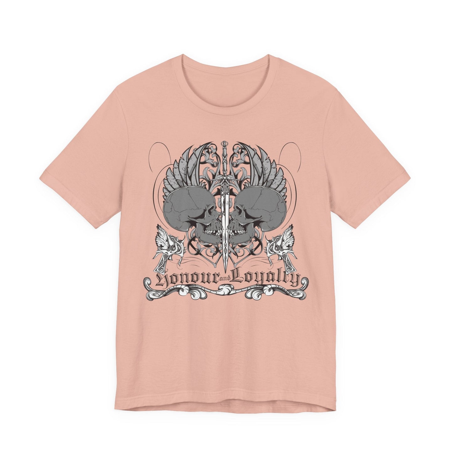 Honor Loyalty crest tee Gothic heraldry skulls wings emblem Art-48
