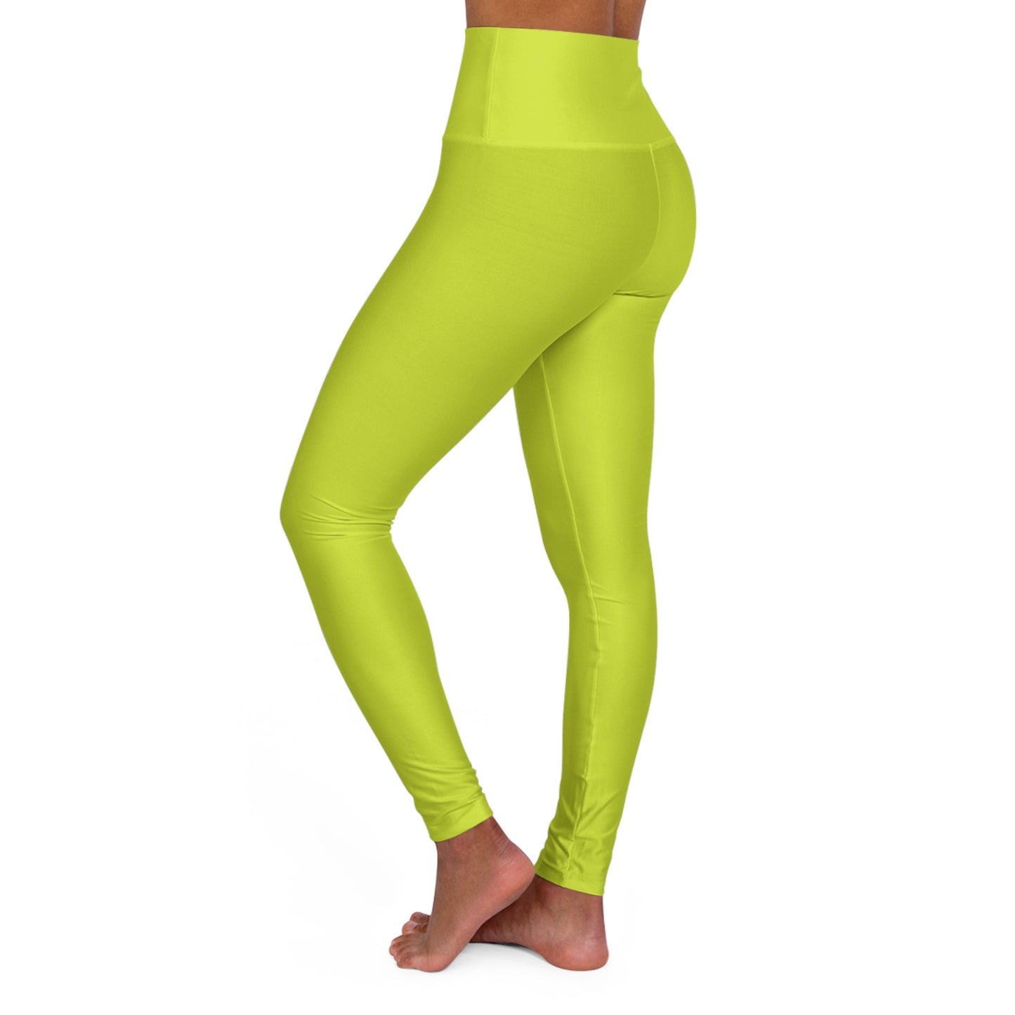 Bright Lime Color High-Waist Yoga Leggings Women's Seamless Poly-Span Stretchy Pants XS-2XL