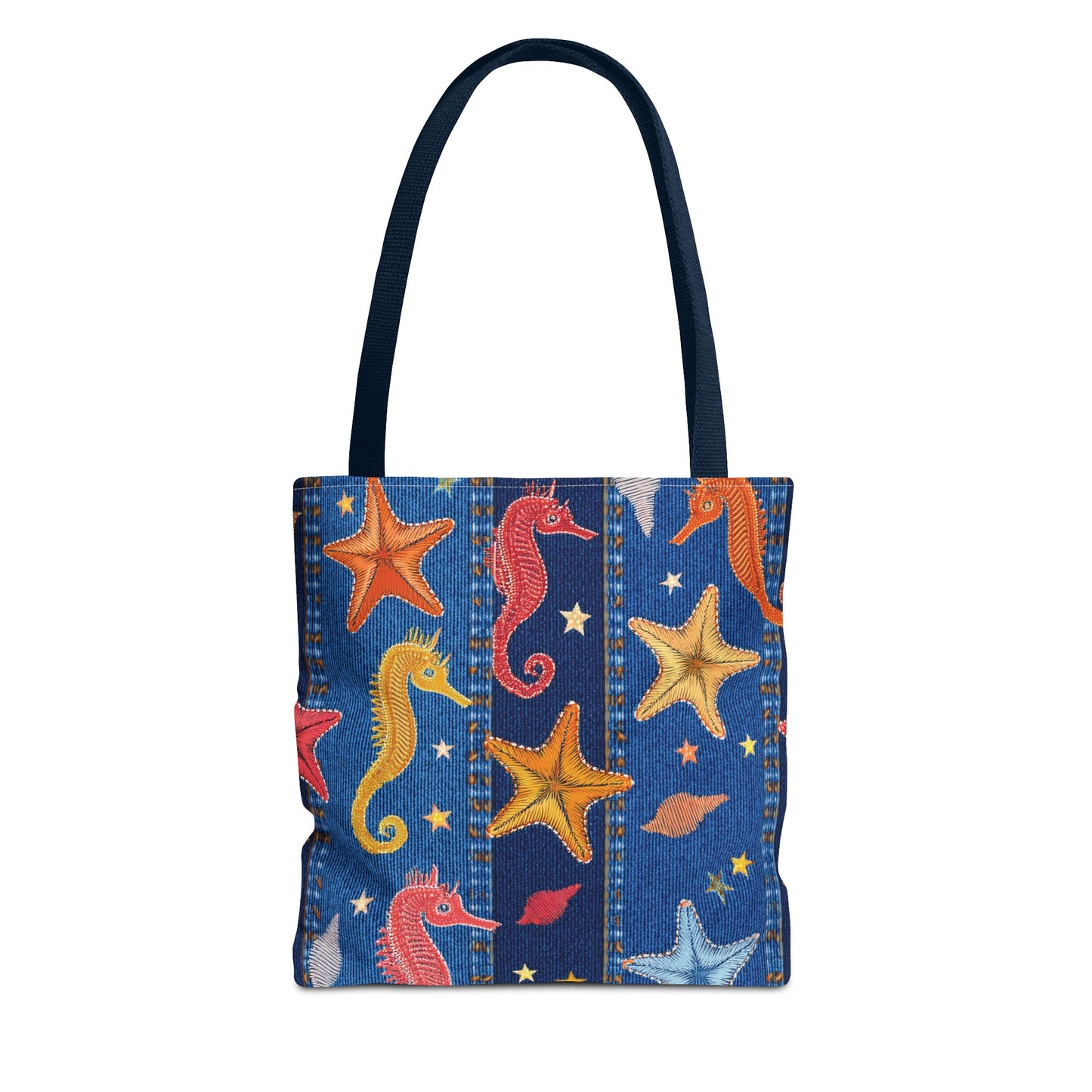 Denim Fabric Imitation Print Unisex Canvas Bag Poly Spun 3 Sizes Tote Bag 182-21