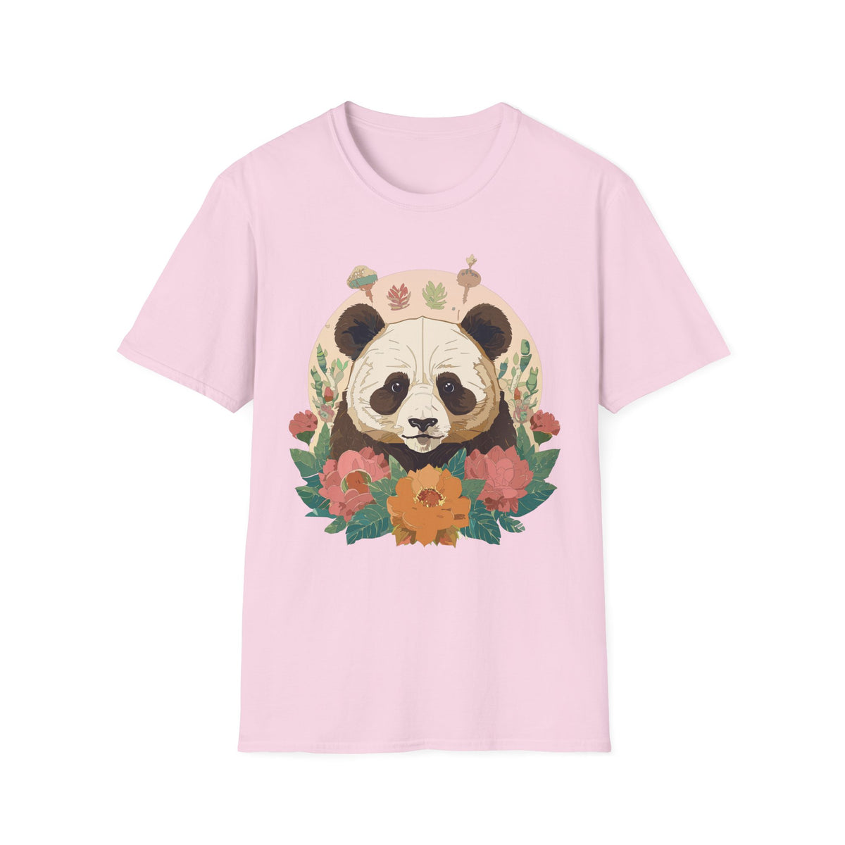 Floral Panda Illustration T-Shirt | Cute Botanical Bear Tee