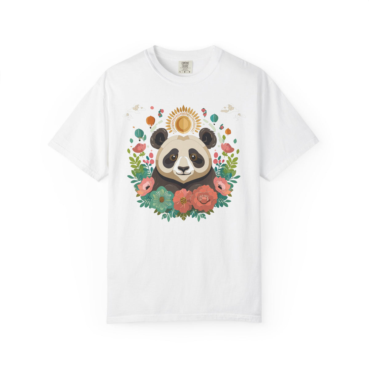 Panda Portrait T-Shirt Unisex Cotton Floral Chinese Graphic Circle Animal Art Tee p4