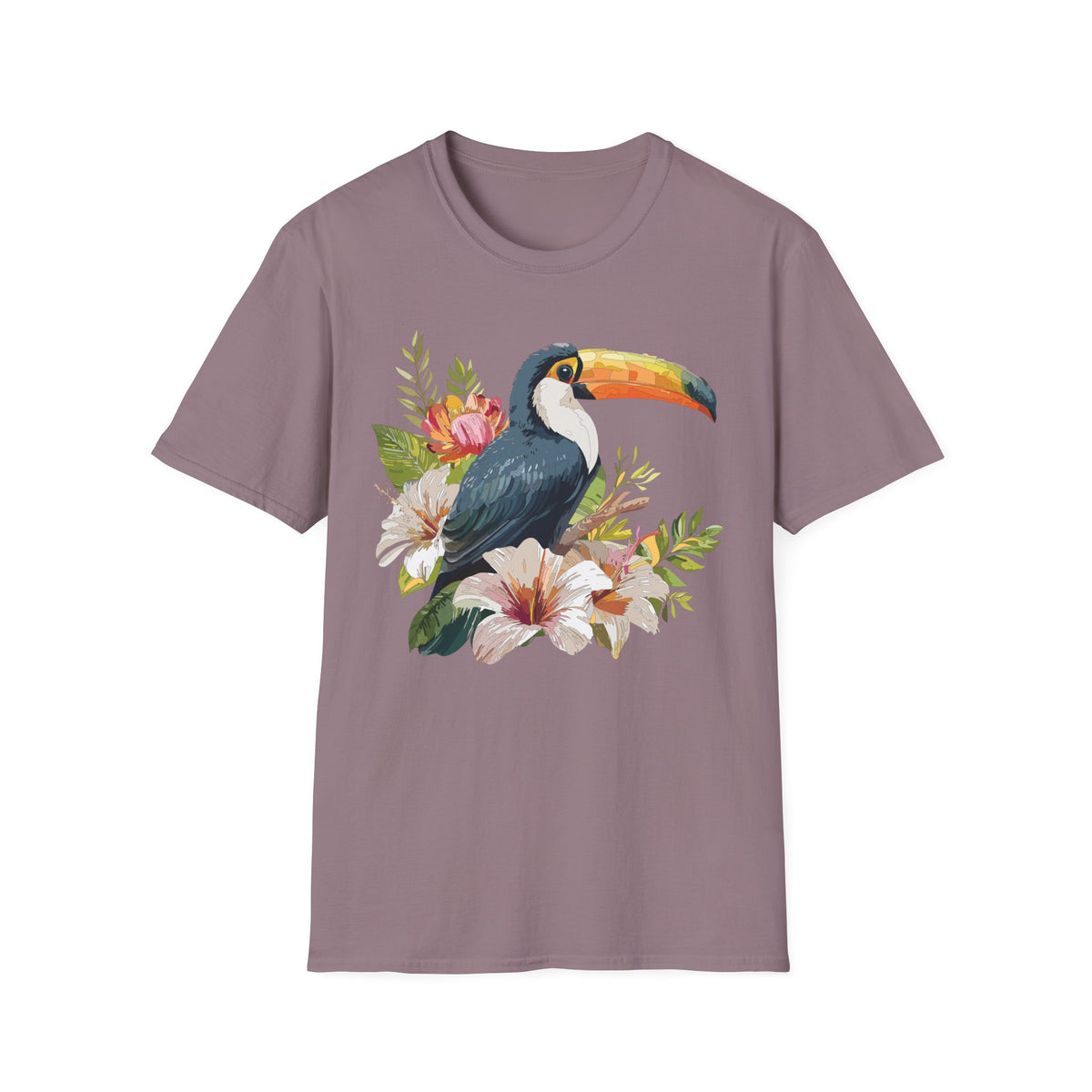 Toucan Floral Illustration T-Shirt | Tropical Bird Art Tee