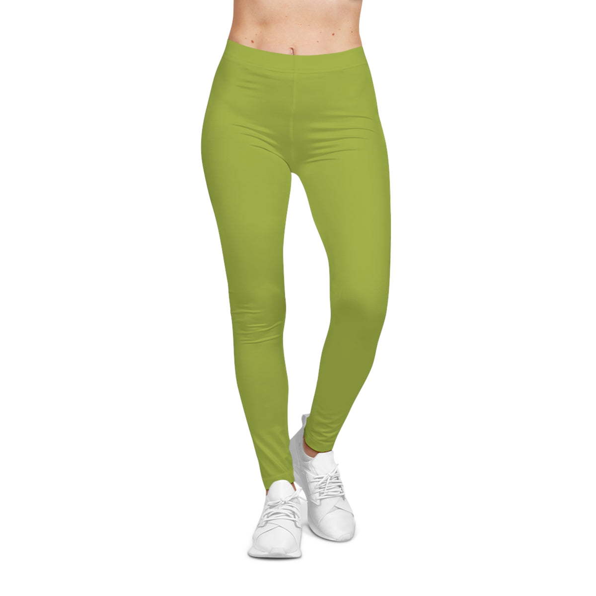 Lime Green Color Women's Poly-Span Casual Leggings XS-2XL
