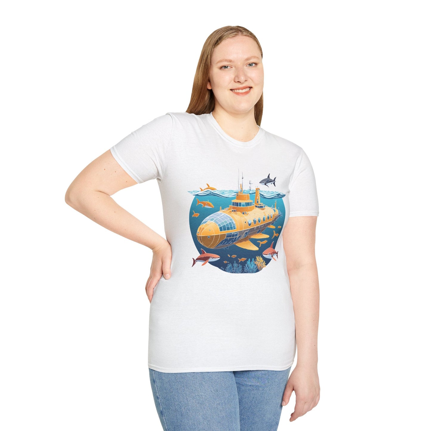 Ocean Themed Unisex Softstyle T Shirt 100 Percent Ring Spun Cotton U Boat Design Tee Everyday
