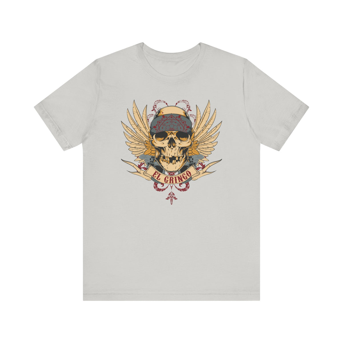 El Gringo Skull with Wings T-Shirt Vintage Tattoo Style Unisex Cotton Art-53