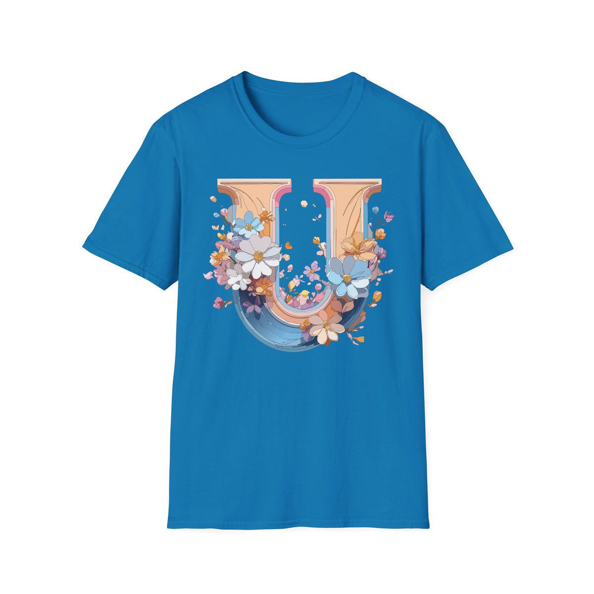 Floral Letter U T-Shirt | Monogram Initial Tee, Botanical Alphabet Shirt