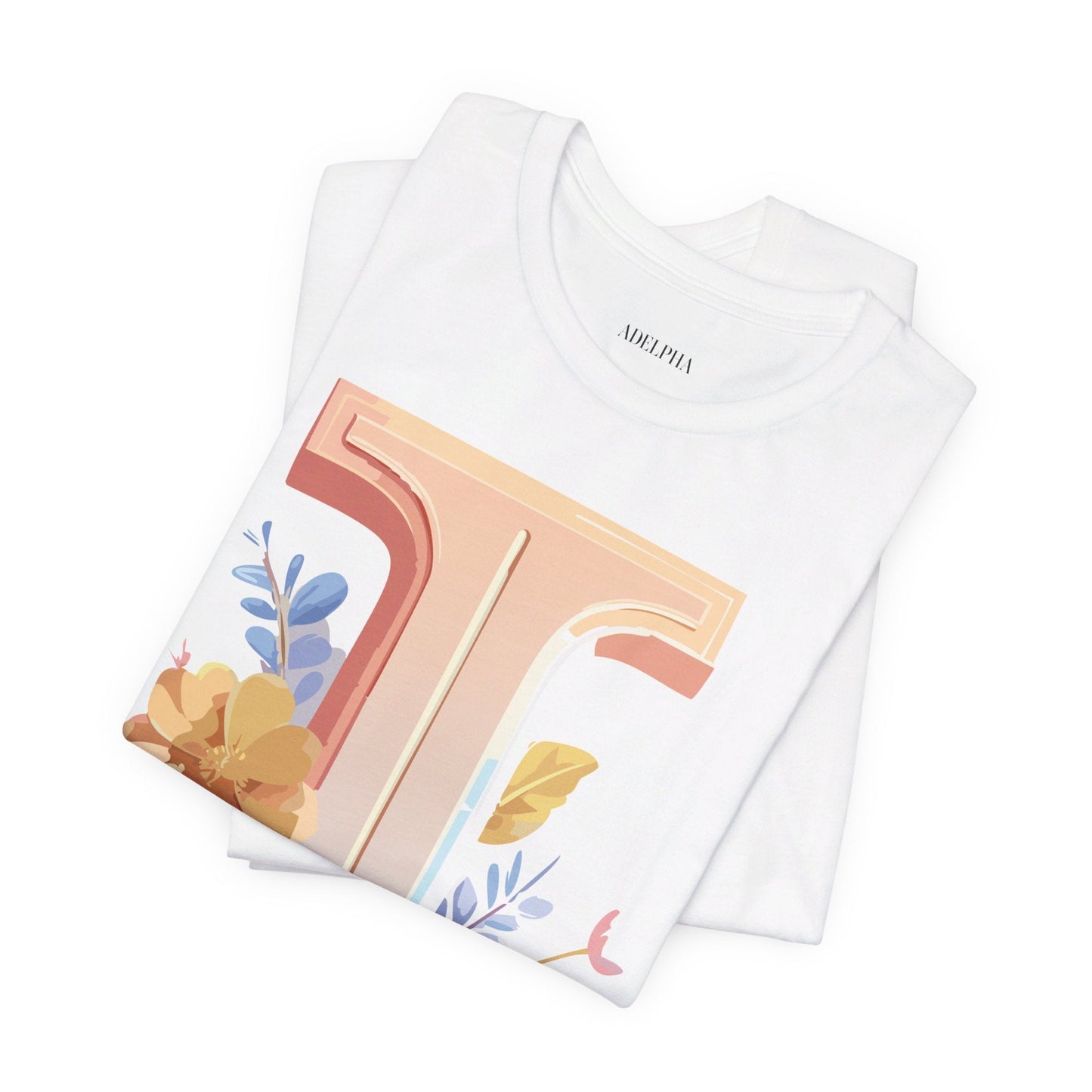Vintage Inspired Letter I Shirt Unisex Graphic Tee Short Sleeve by Adelpha Premium