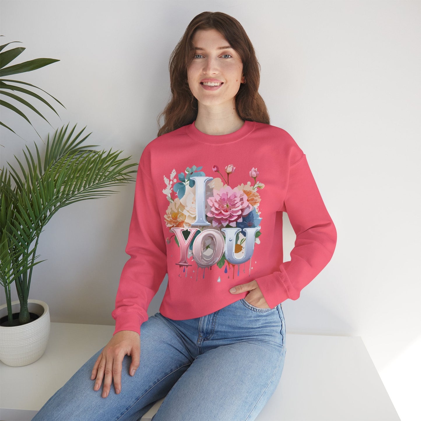Floral Love Sweatshirt Valentines Day Unisex Crewneck Cozy Flower Design For All Season Wear