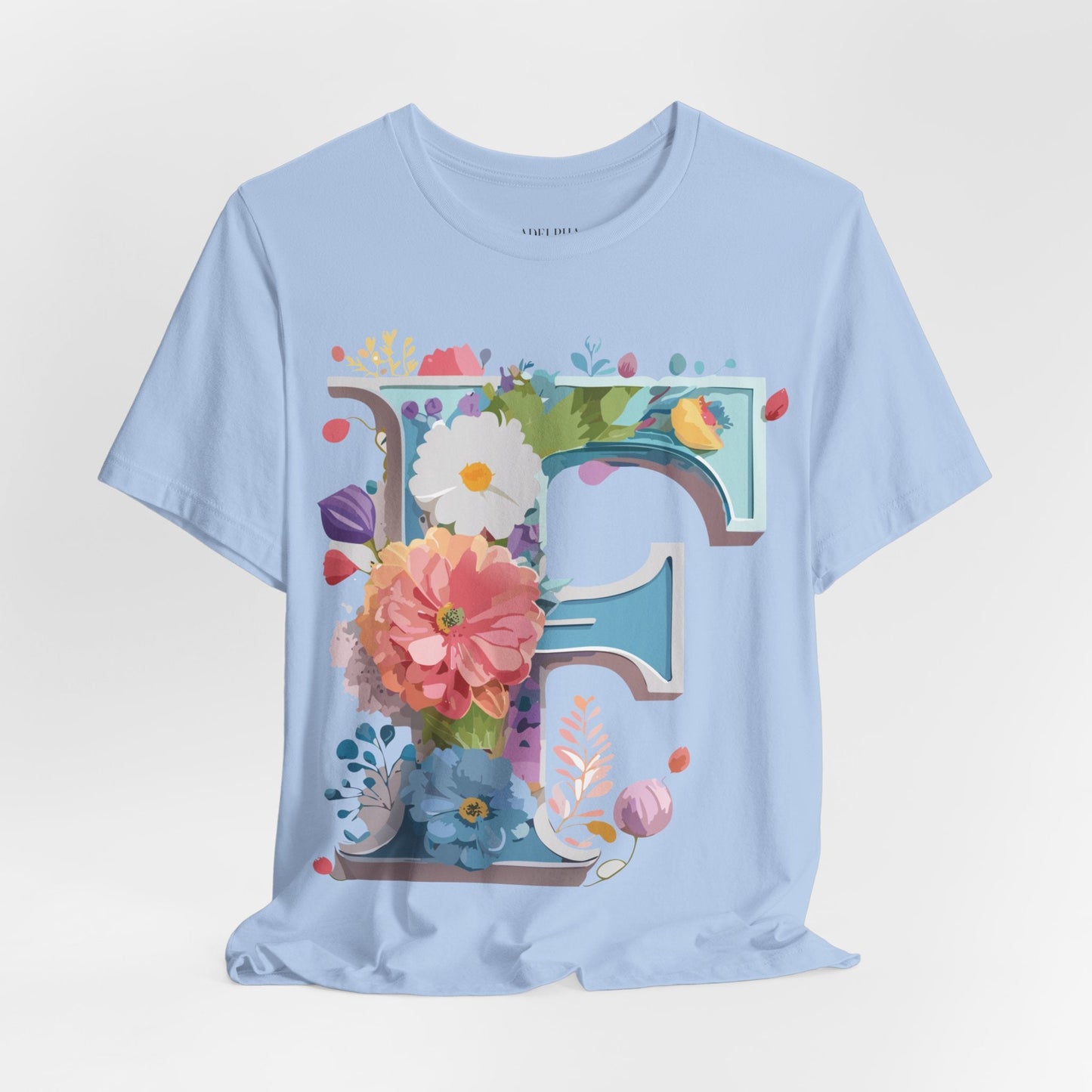 Letter F Shirt Unisex Graphic Tee Vintage Inspired Artwork By Adelpha Short Sleeve