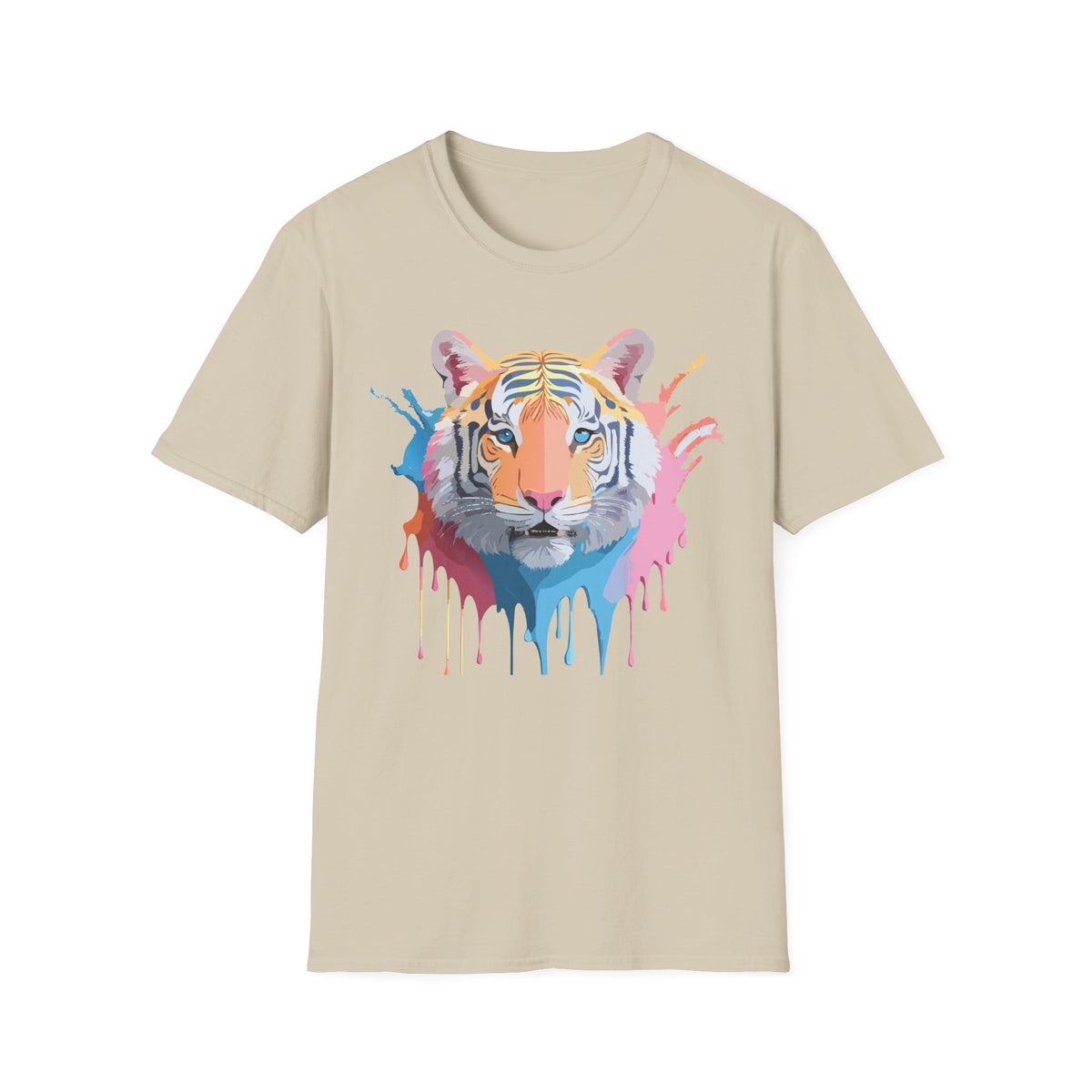 Colorful Tiger Portrait T-Shirt | Watercolor Drip Animal Tee