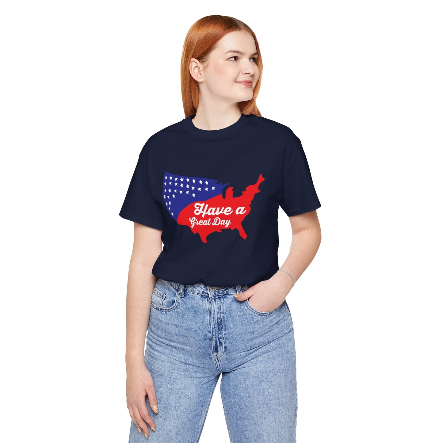 USA Map Patriotic Graphic Unisex Cotton T-Shirt 021