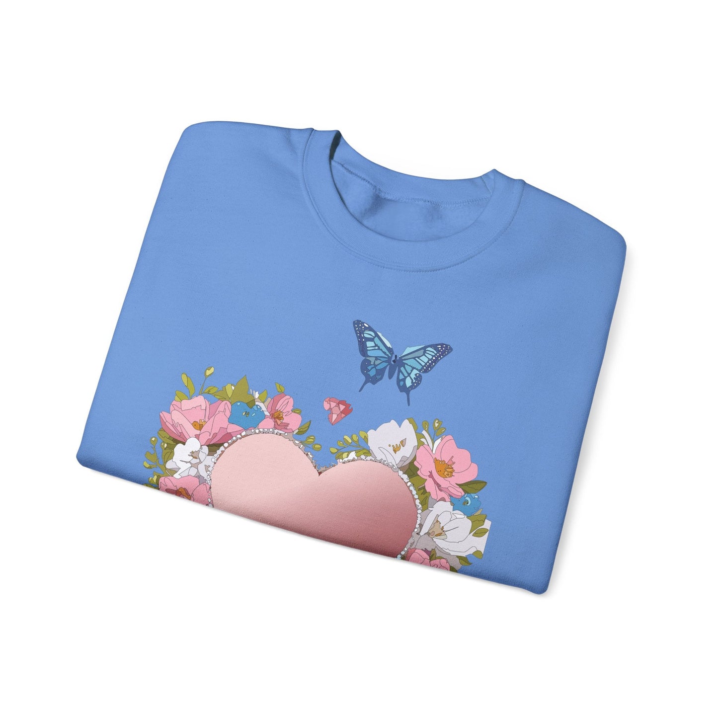 Unisex Floral Heart Sweatshirt Valentines Day Love Crewneck Gildan 18000 50/50 Cotton Polyester