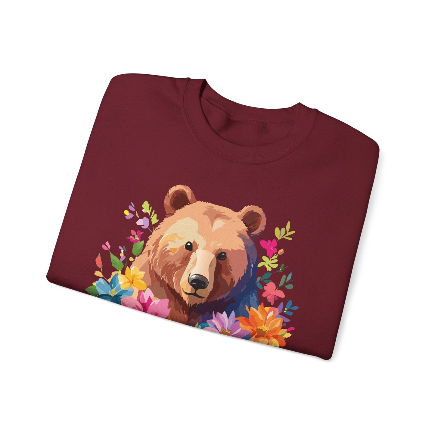 Unisex Floral Bear Sweatshirt With Art Design Animals Sweatshirt