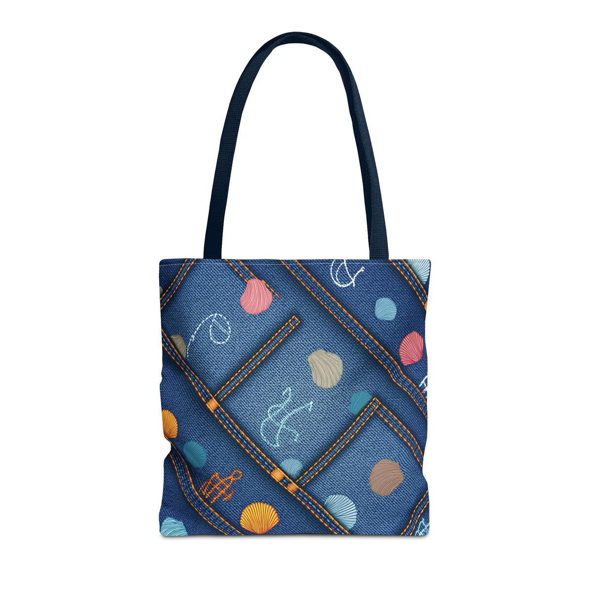 Denim Fabric Imitation Print Unisex Canvas Bag Poly Spun 3 Sizes Tote Bag 182-24