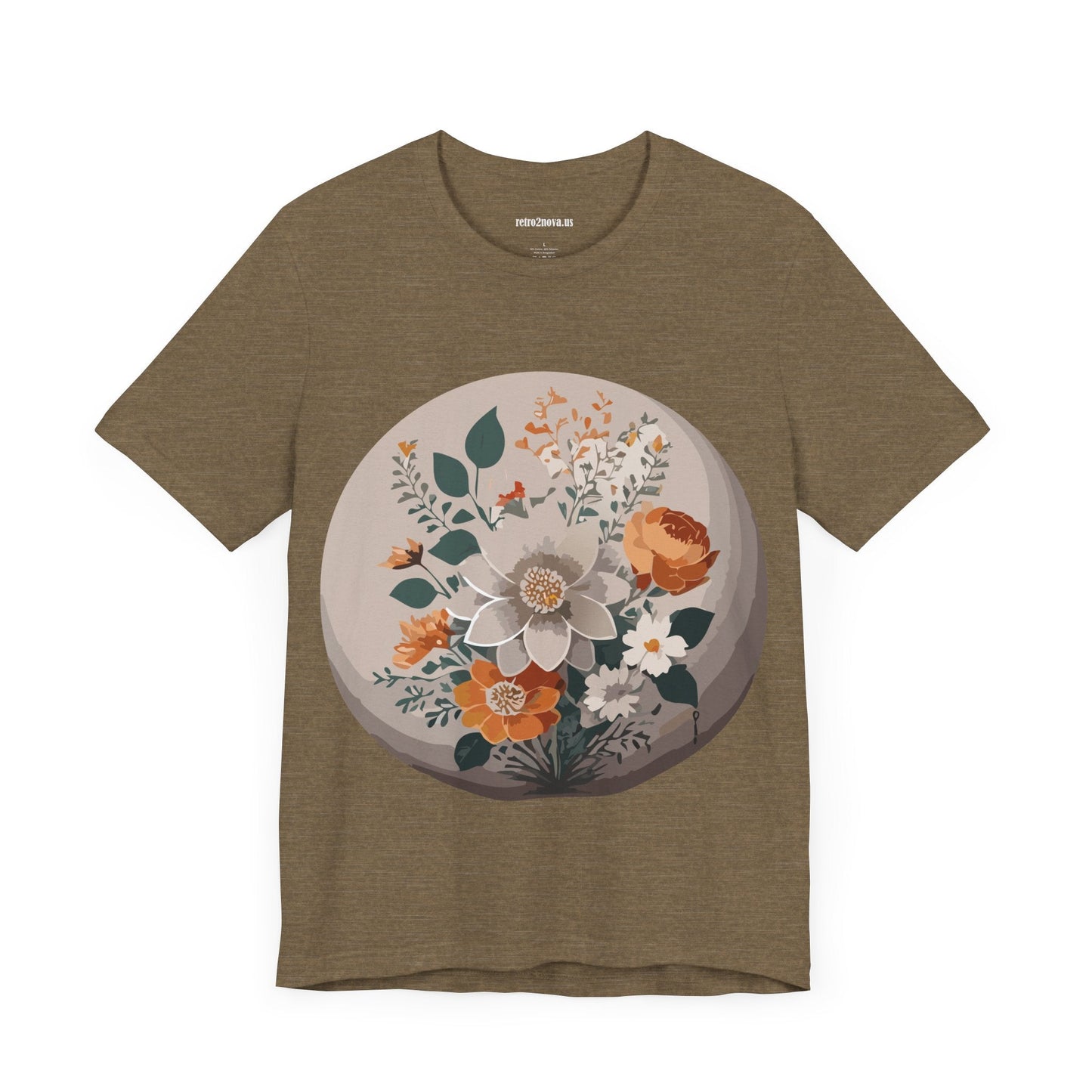 Retro2Nova Floral Shirt Unisex Short Sleeve Tee Lightweight Breathable Cotton Blend Jersey