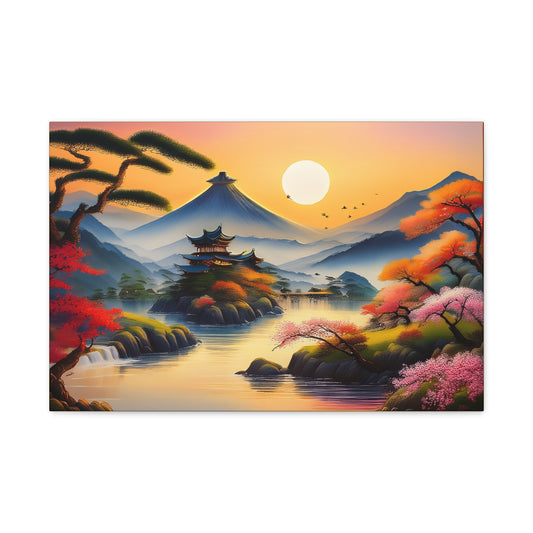 Japanese Painting Print Canvas 24x16, 30x20, 36x24, 48x32, 60x40, Bright Latex Inks Pine-Wood Inner Frame JPN-7