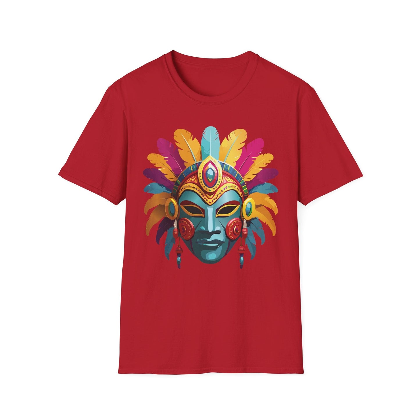 Mask Tee Shirt Unisex Short Sleeve Graphic Tee Masquerade Design 100 Percent Ring Spun Cotton